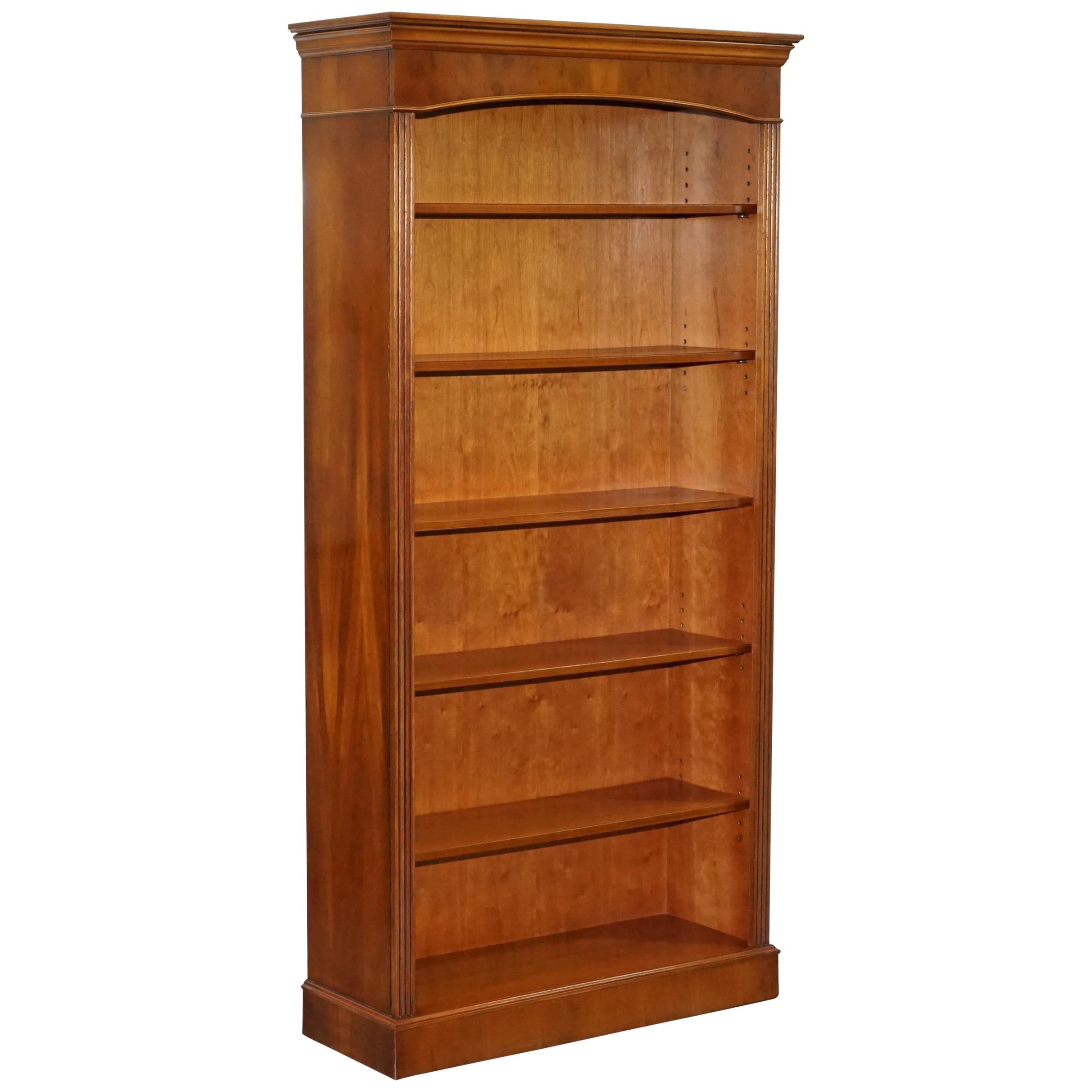 Lovely Burr Yew Wood Library Legal Bookcase with Height Adjustable Shelves