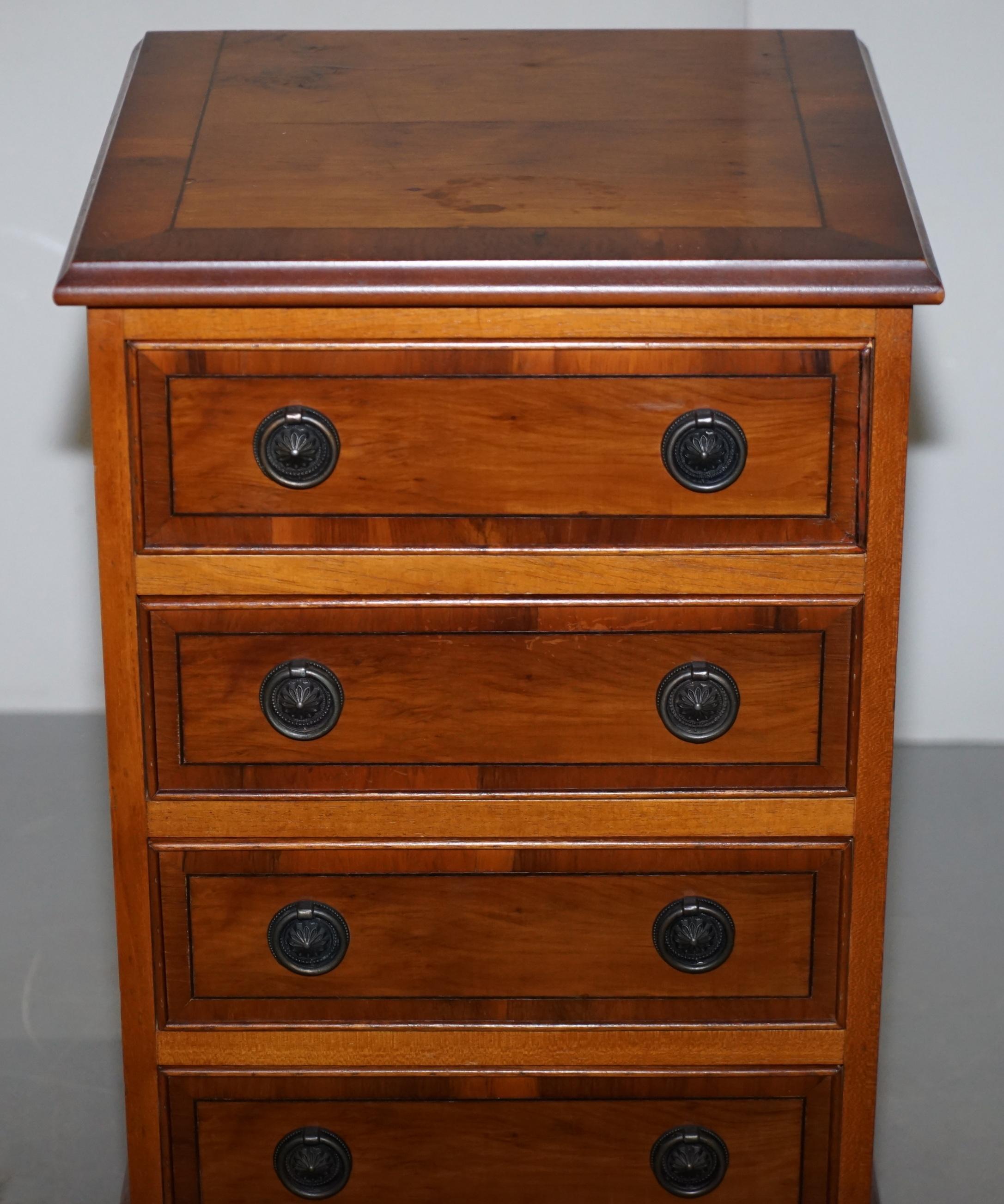 Hand-Crafted Lovely Burr Yew Wood Side Table Sized Chest of Drawers Georgian Style Very Fine