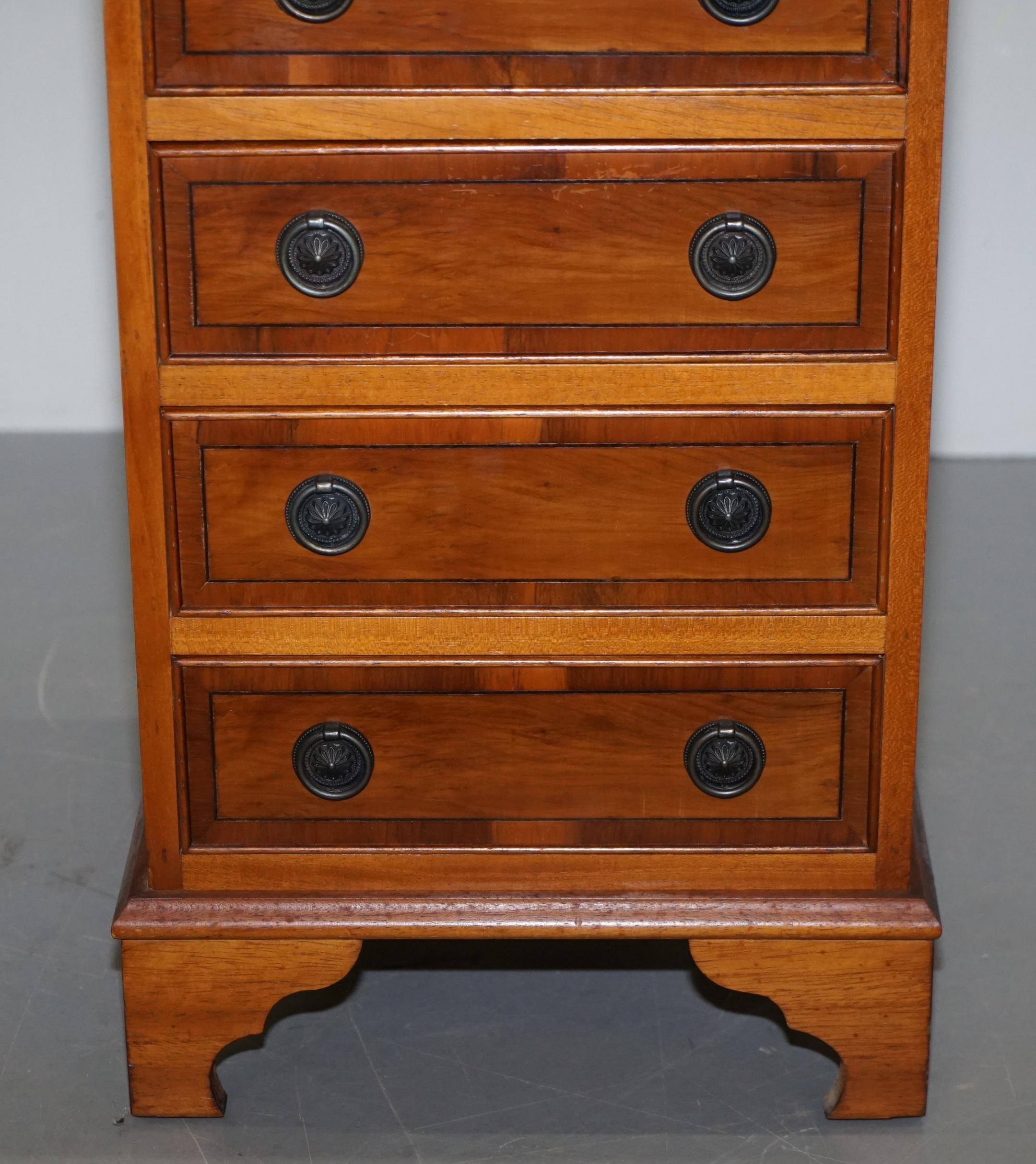 20th Century Lovely Burr Yew Wood Side Table Sized Chest of Drawers Georgian Style Very Fine