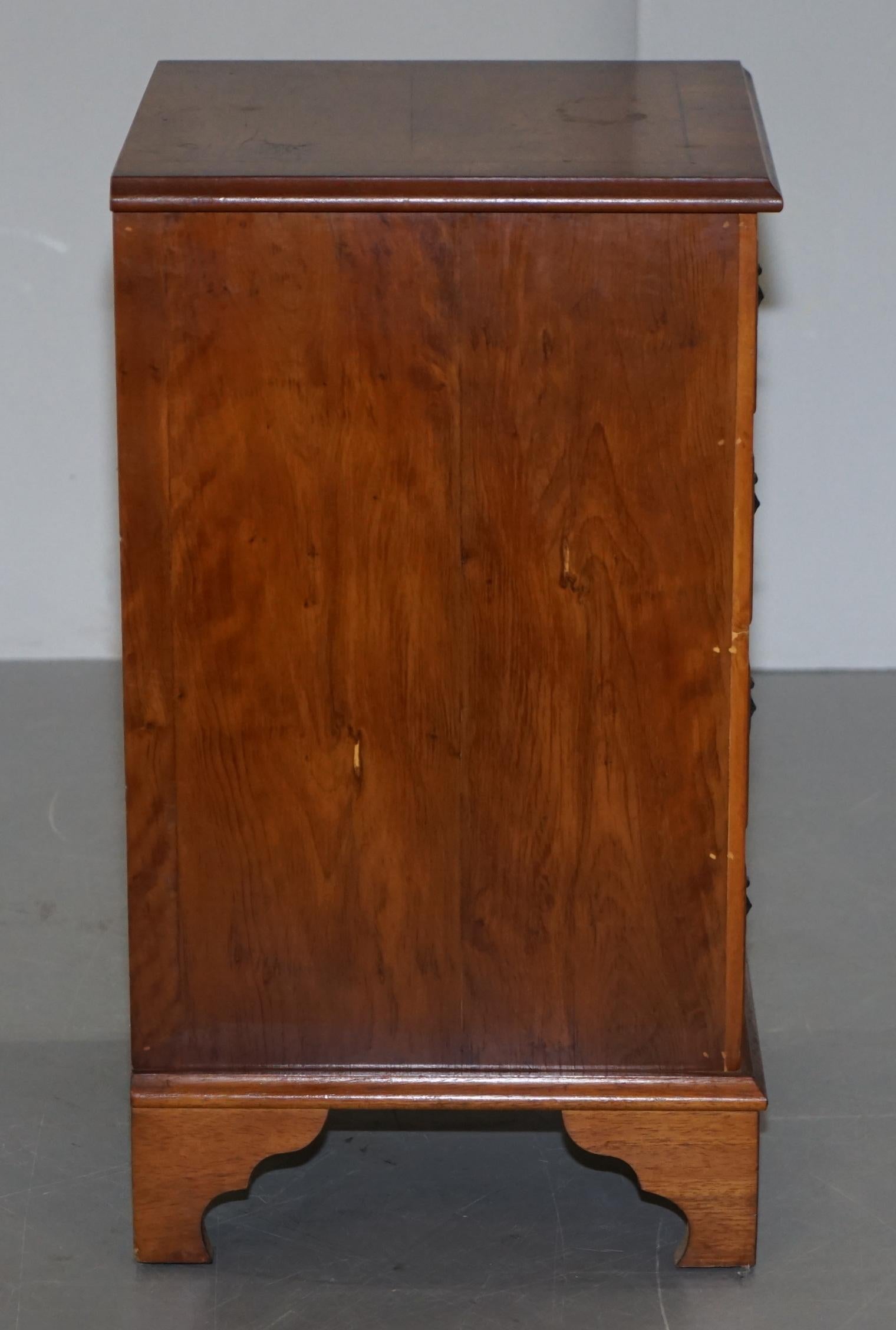 Lovely Burr Yew Wood Side Table Sized Chest of Drawers Georgian Style Very Fine 1