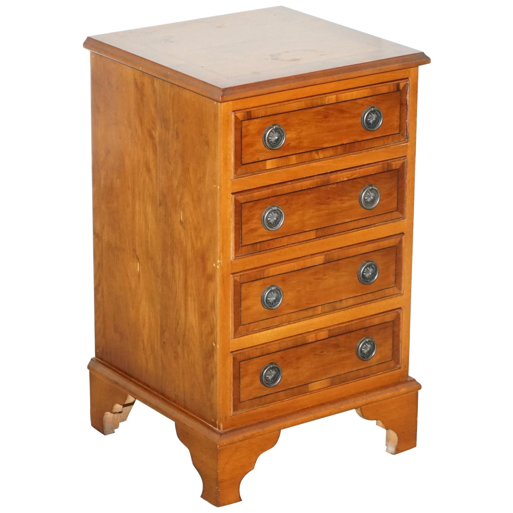 Lovely Burr Yew Wood Side Table Sized Chest of Drawers Georgian Style Very Fine