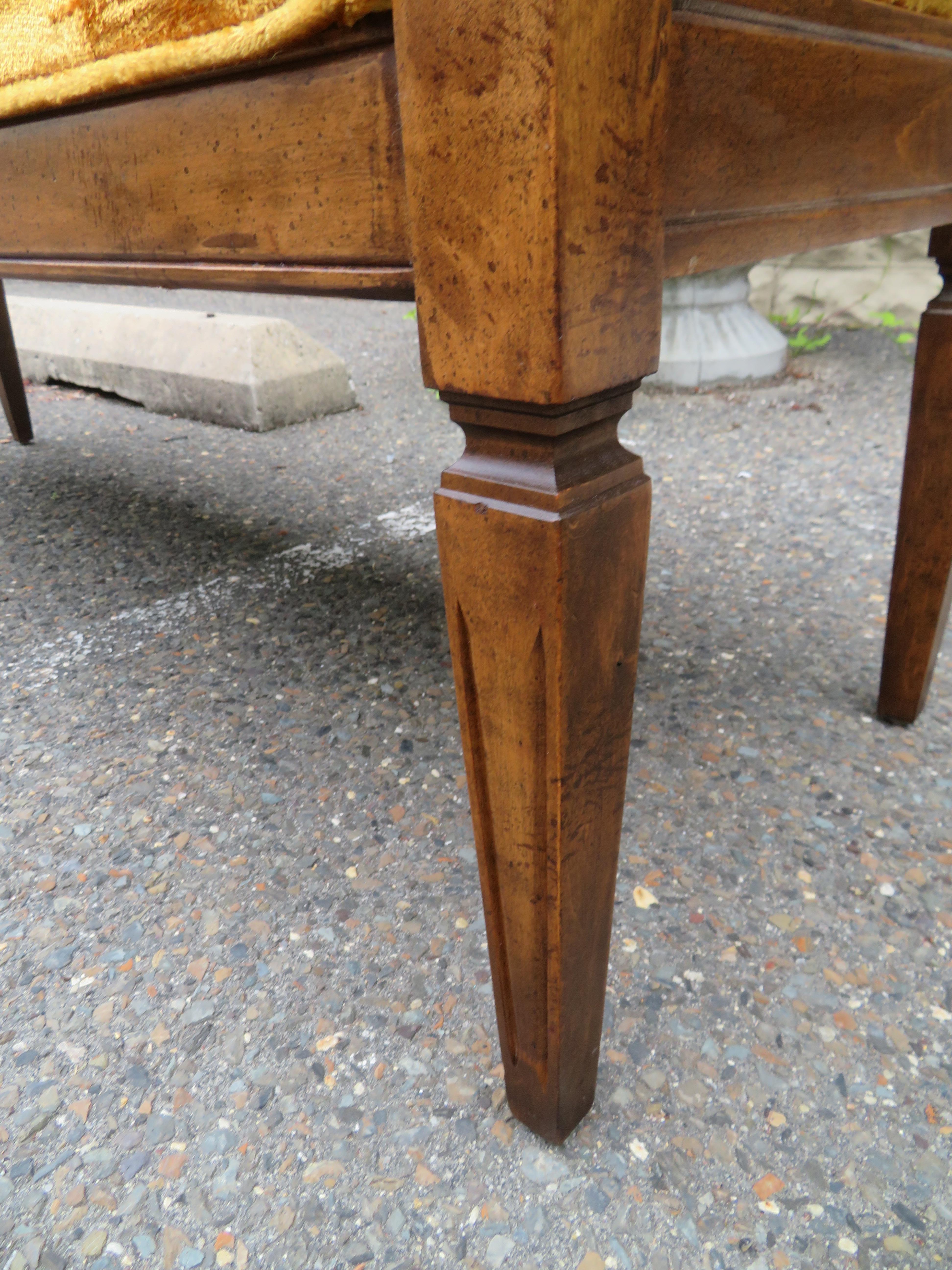 Lovely Caned Walnut Tufted Bench Mid-Century Modern In Good Condition In Pemberton, NJ