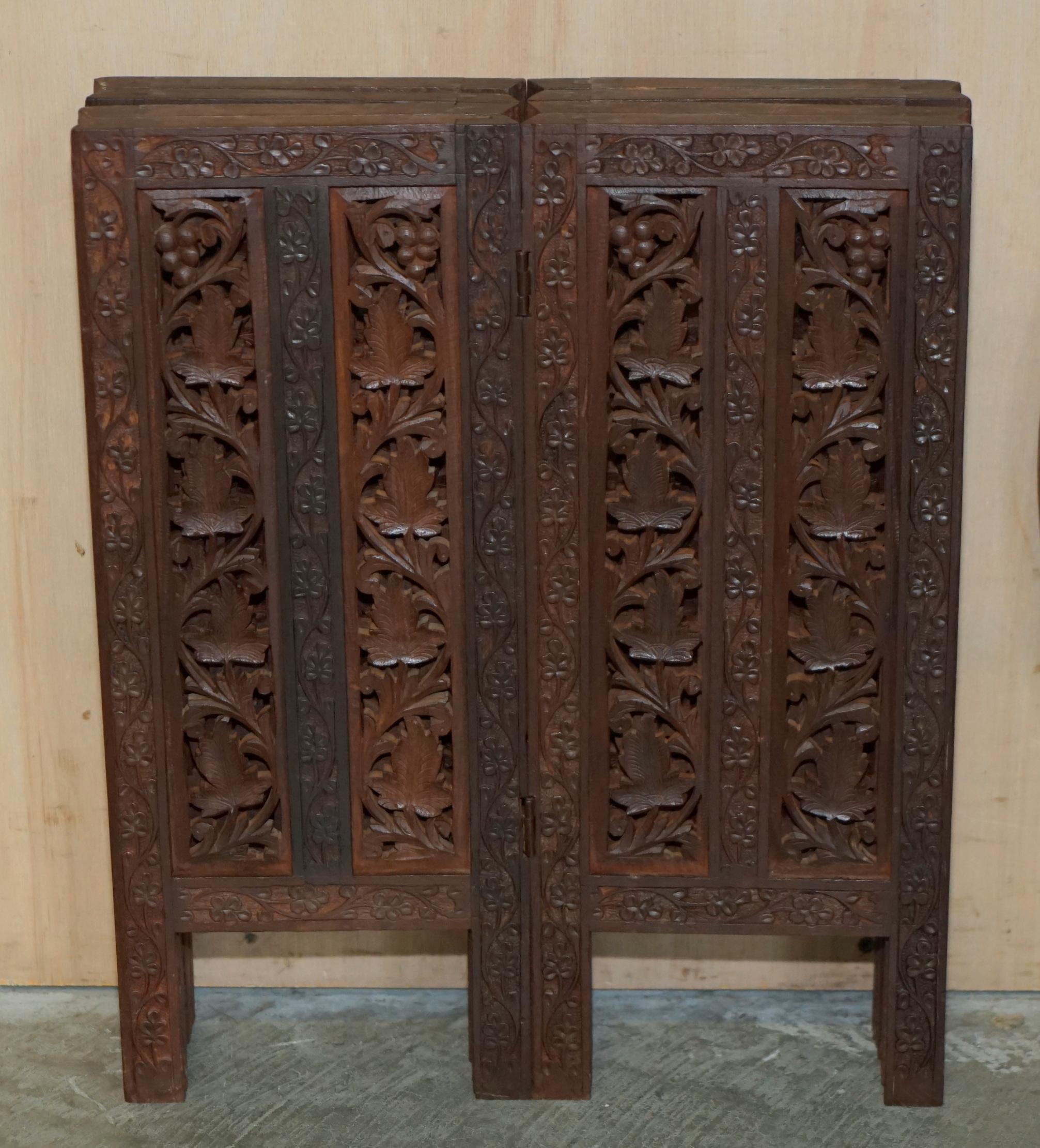 LOVELY CARVED BURMESE ANTiQUE OCTAGONAL SIDE END LAMP WINE FOLDING TABLE LIBERTY For Sale 12