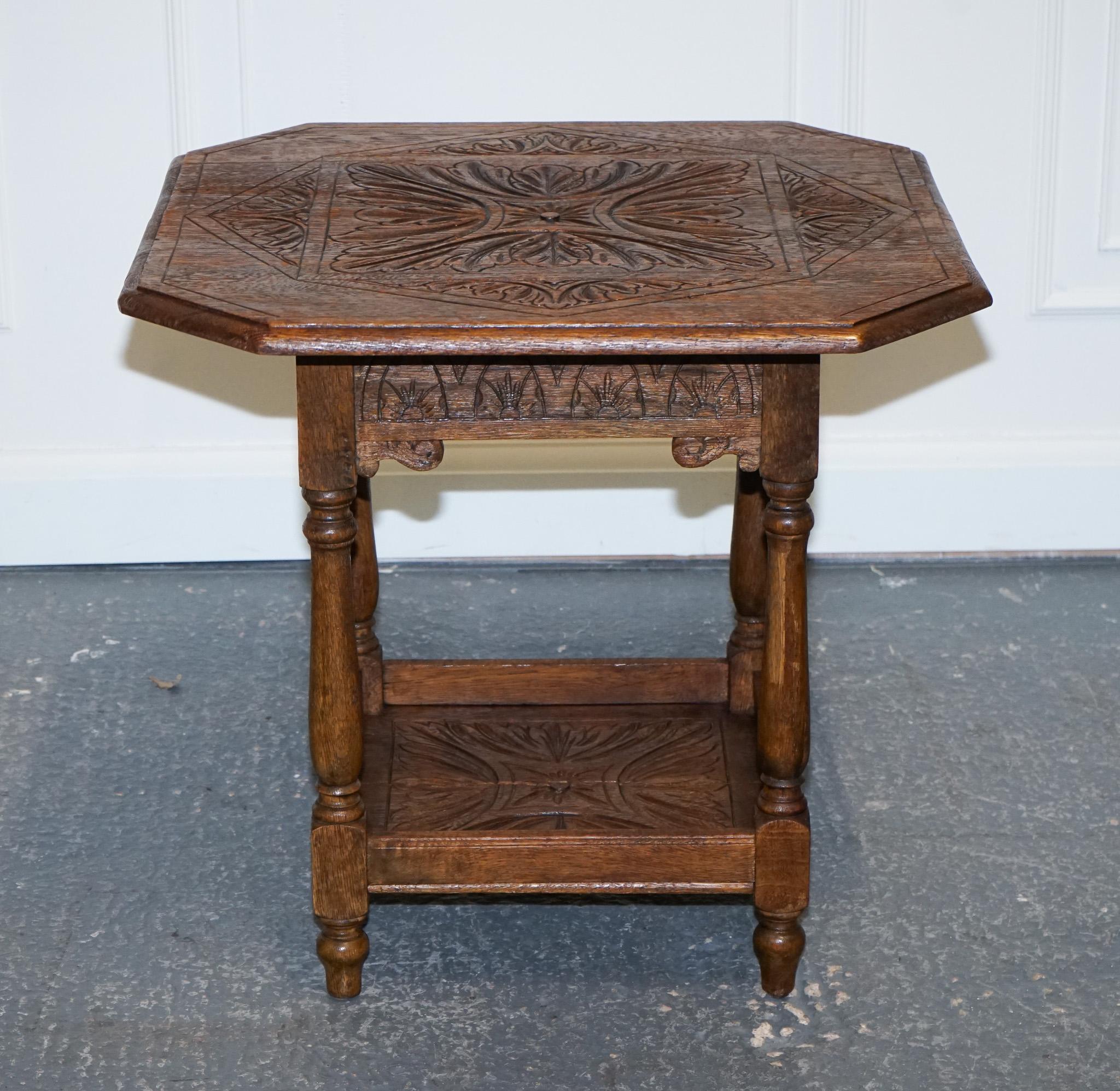 
We are delighted to offer for sale this Lovely Carved Oak Gothic Table.

A lovely carved Gothic oak side table is a striking piece of furniture that exudes a sense of grandeur and timeless beauty. Crafted from high-quality oak wood, this side table