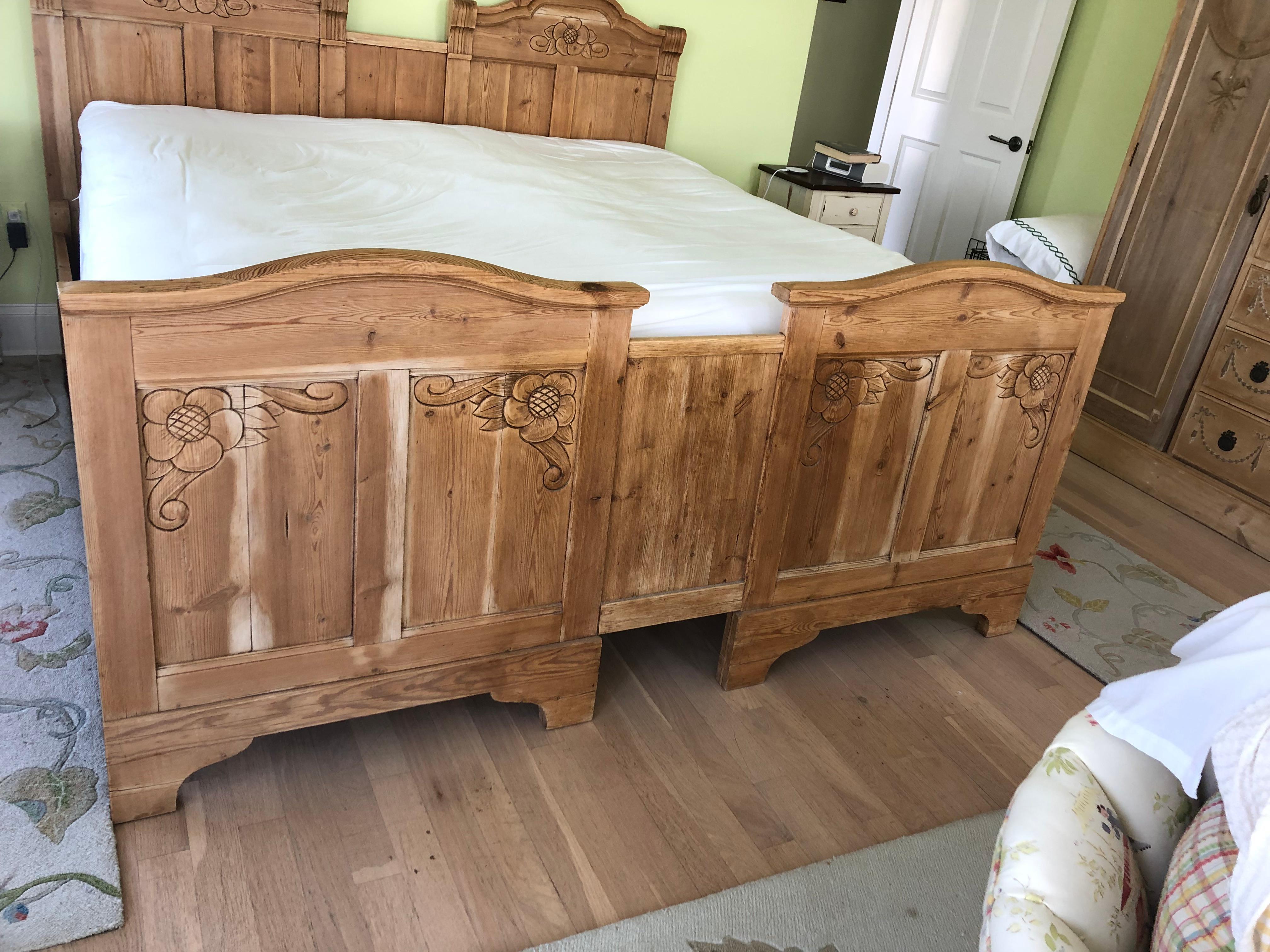 antique wood king bed frame