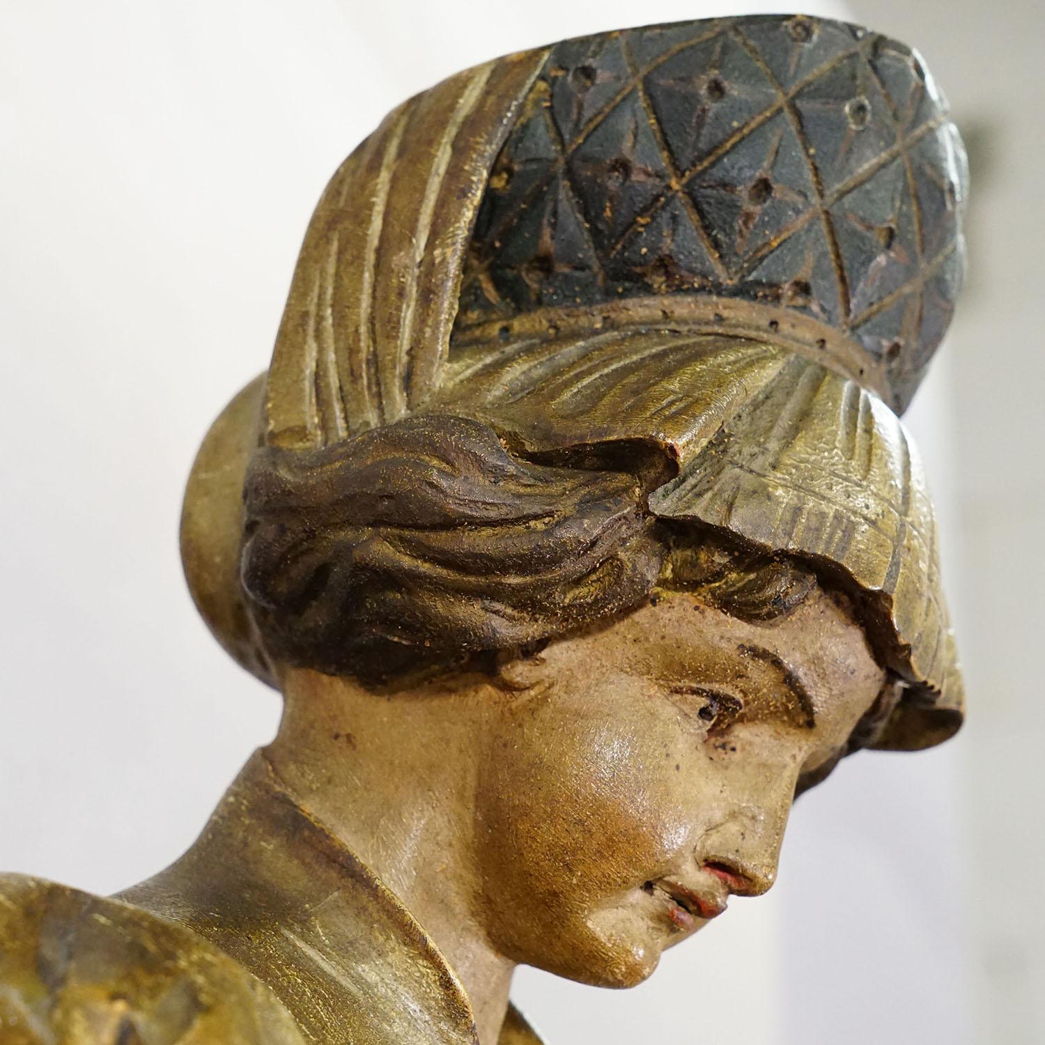 Artisanat Charmant porte-serviette en bois sculpté ca. 1900 en vente