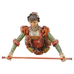 Lovely Carved Wooden Lady Towel Holder ca. 1900