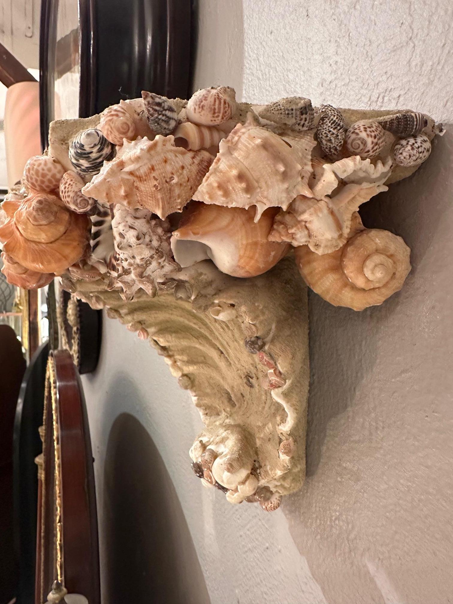 American Lovely Cast Stone & Shell Wall Bracket For Sale