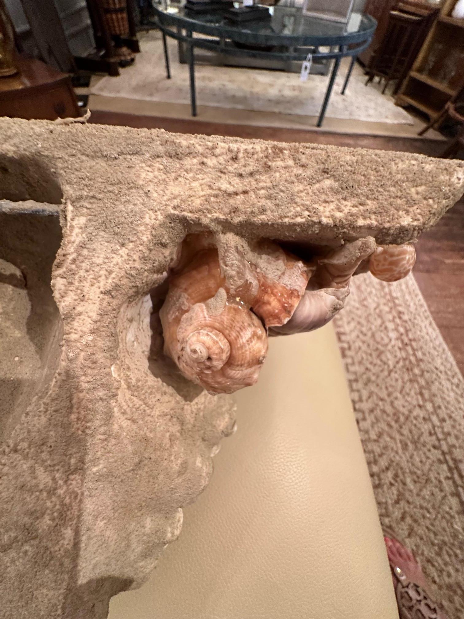 Lovely Cast Stone & Shell Wall Bracket For Sale 2