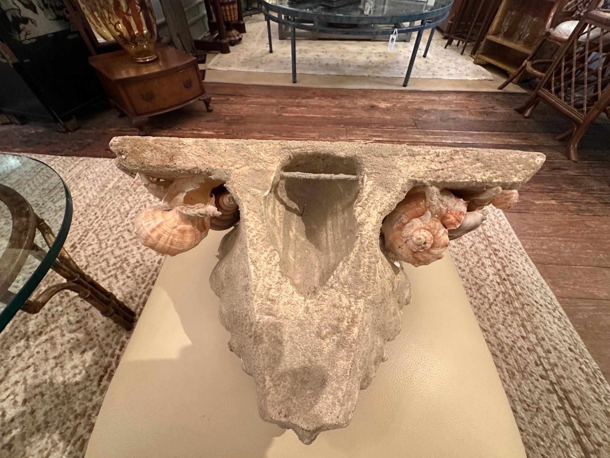 Lovely Cast Stone & Shell Wall Bracket For Sale 5
