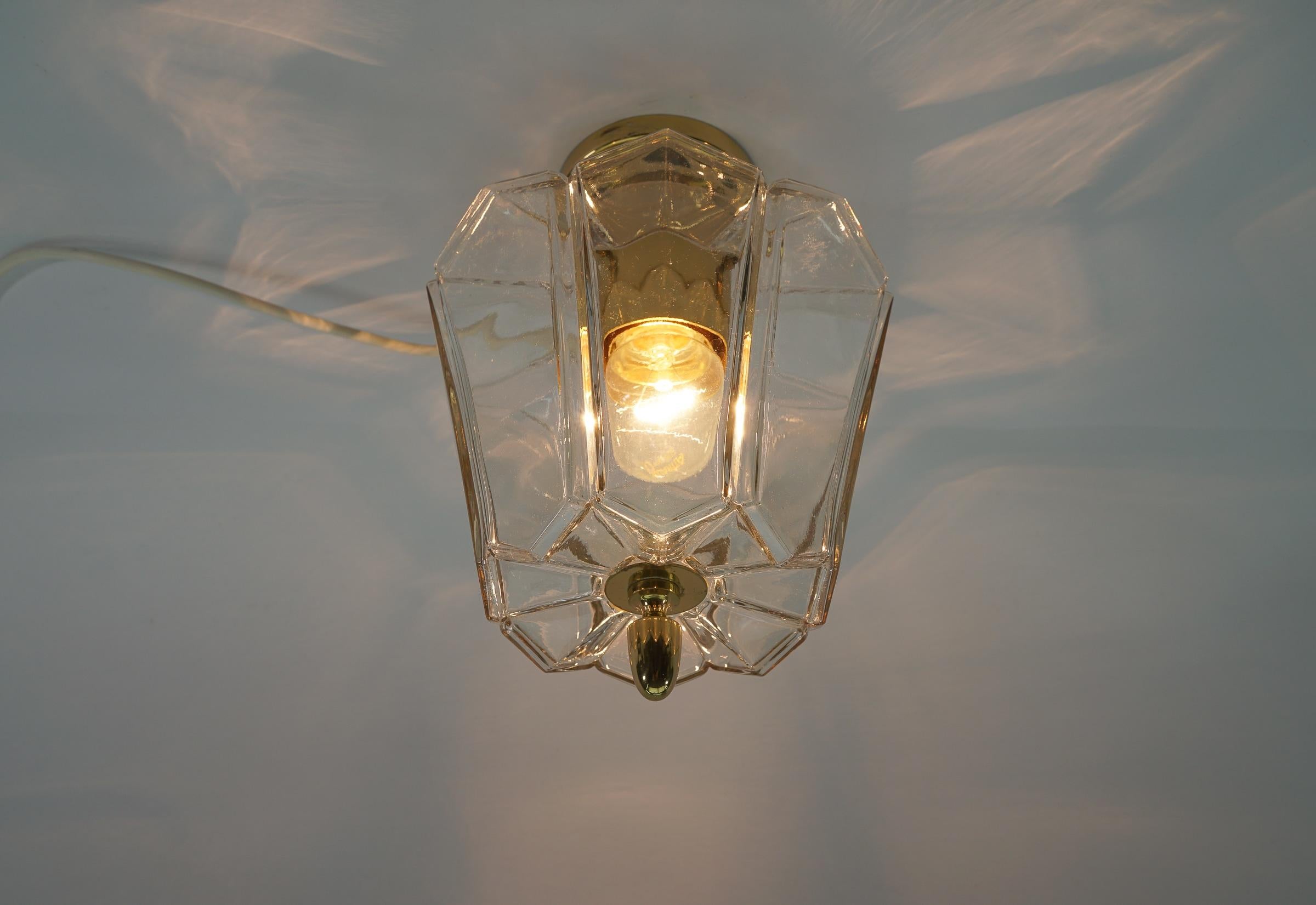 Metal Lovely Ceiling Lamp in Smoked Glass by Limburg, Germany, 1960s For Sale