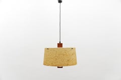 Lovely Ceiling Lamp in Teak and Glass Fiber by Temde Swiss, 1960s