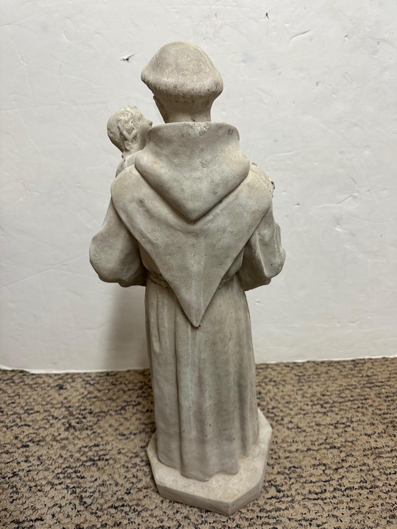 Lovely Cement Figurative Sculpture of St. Anthony of Padua For Sale 8