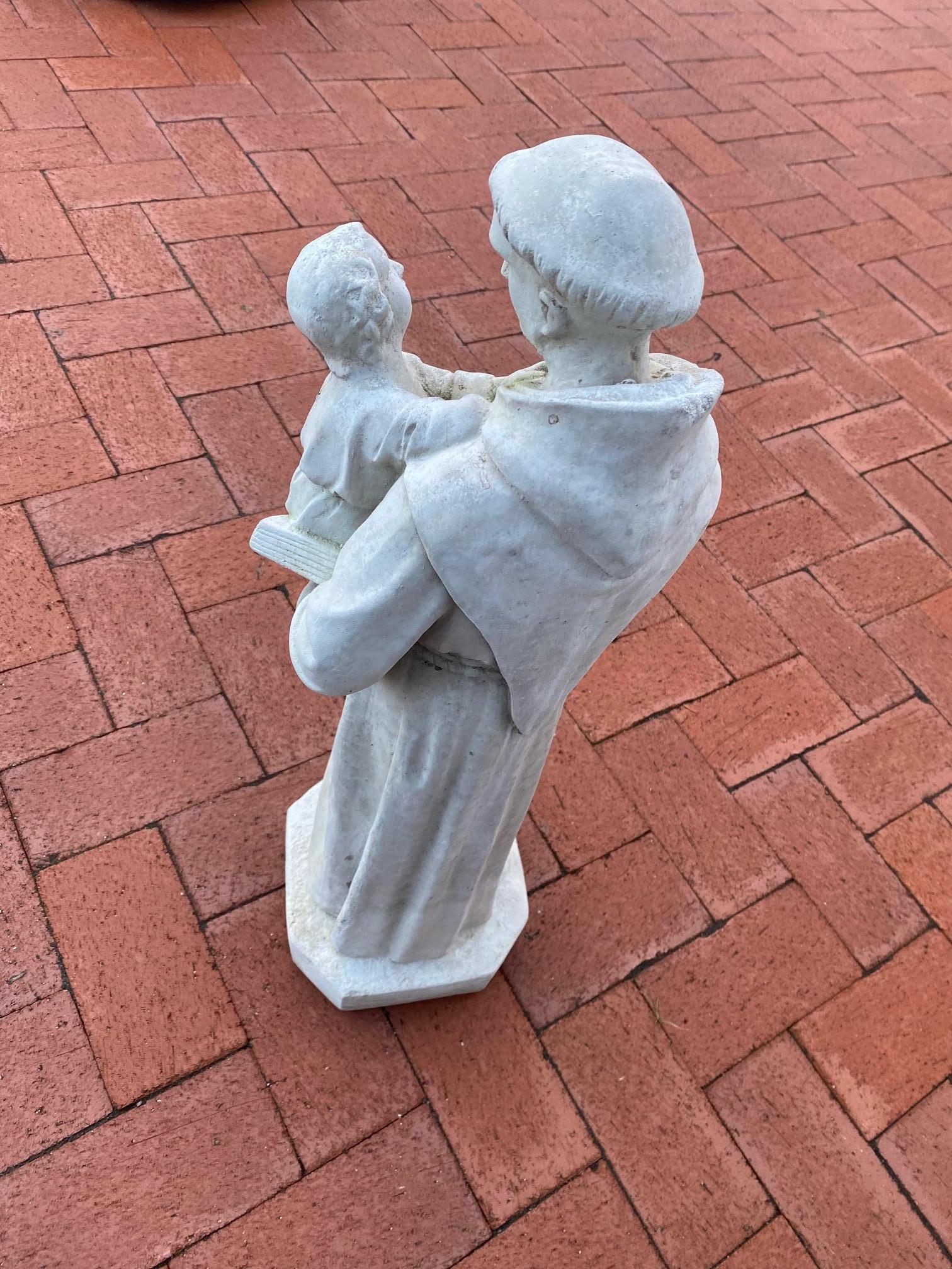 Contemporary Lovely Cement Figurative Sculpture of St. Anthony of Padua For Sale