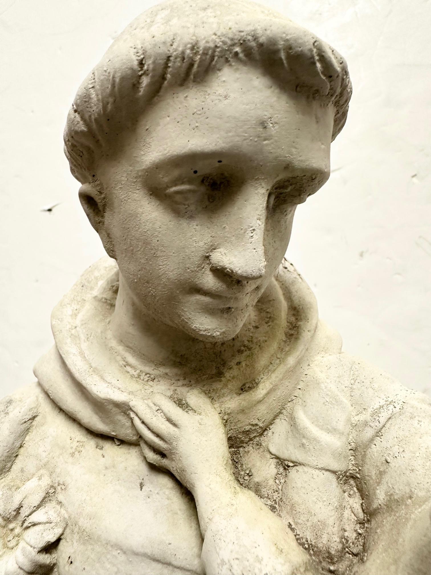 Lovely Cement Figurative Sculpture of St. Anthony of Padua For Sale 4
