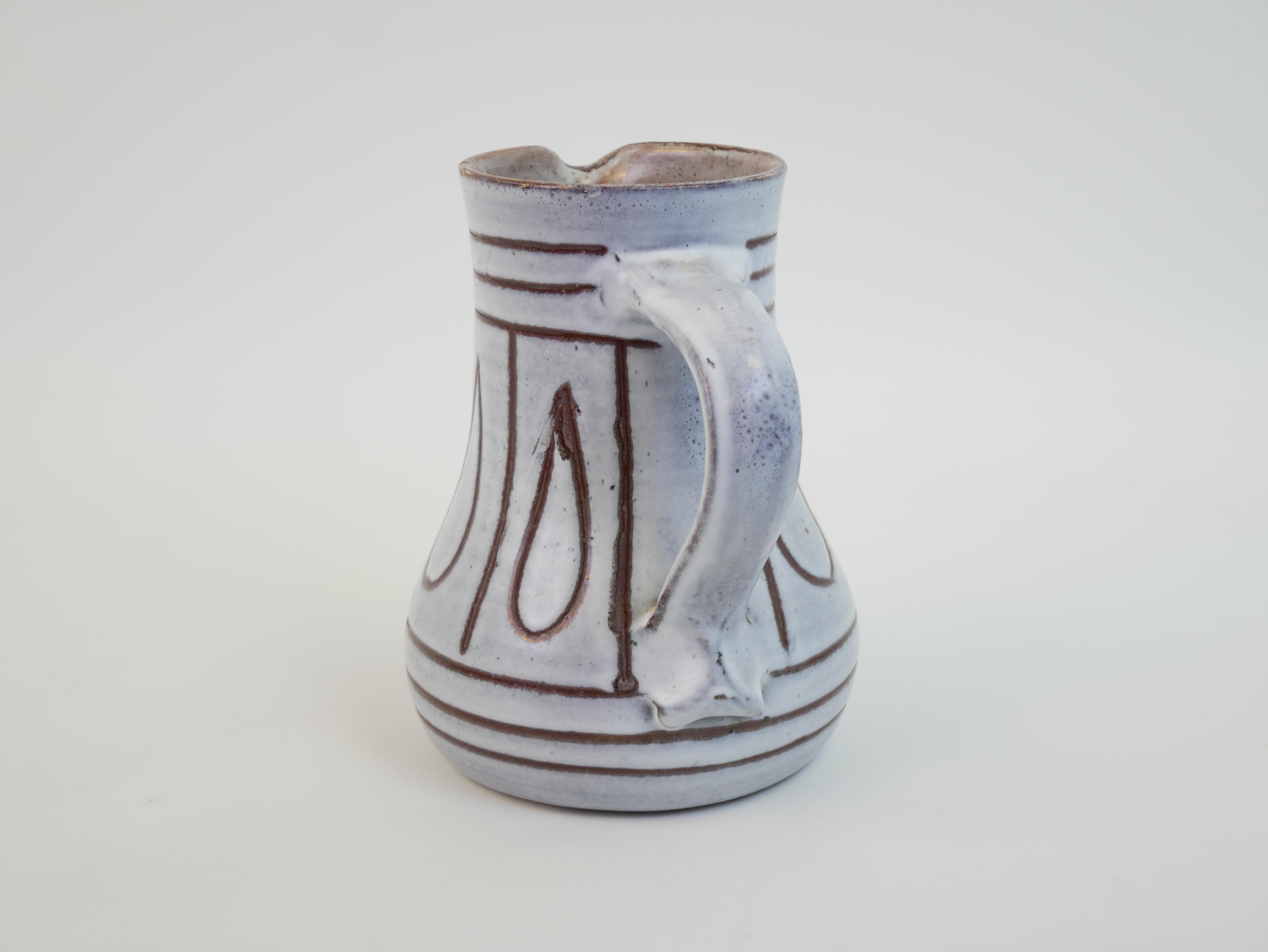 Ceramic Lovely ceramic pitcher in the style of Jacques Innocenti For Sale