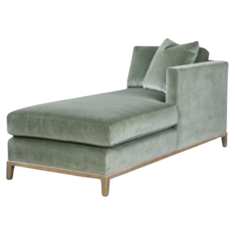 Lovely chaise RAF in Sage Green, 100% Cotton, Down Filled W:30.5 in D:74 in H:32 For Sale