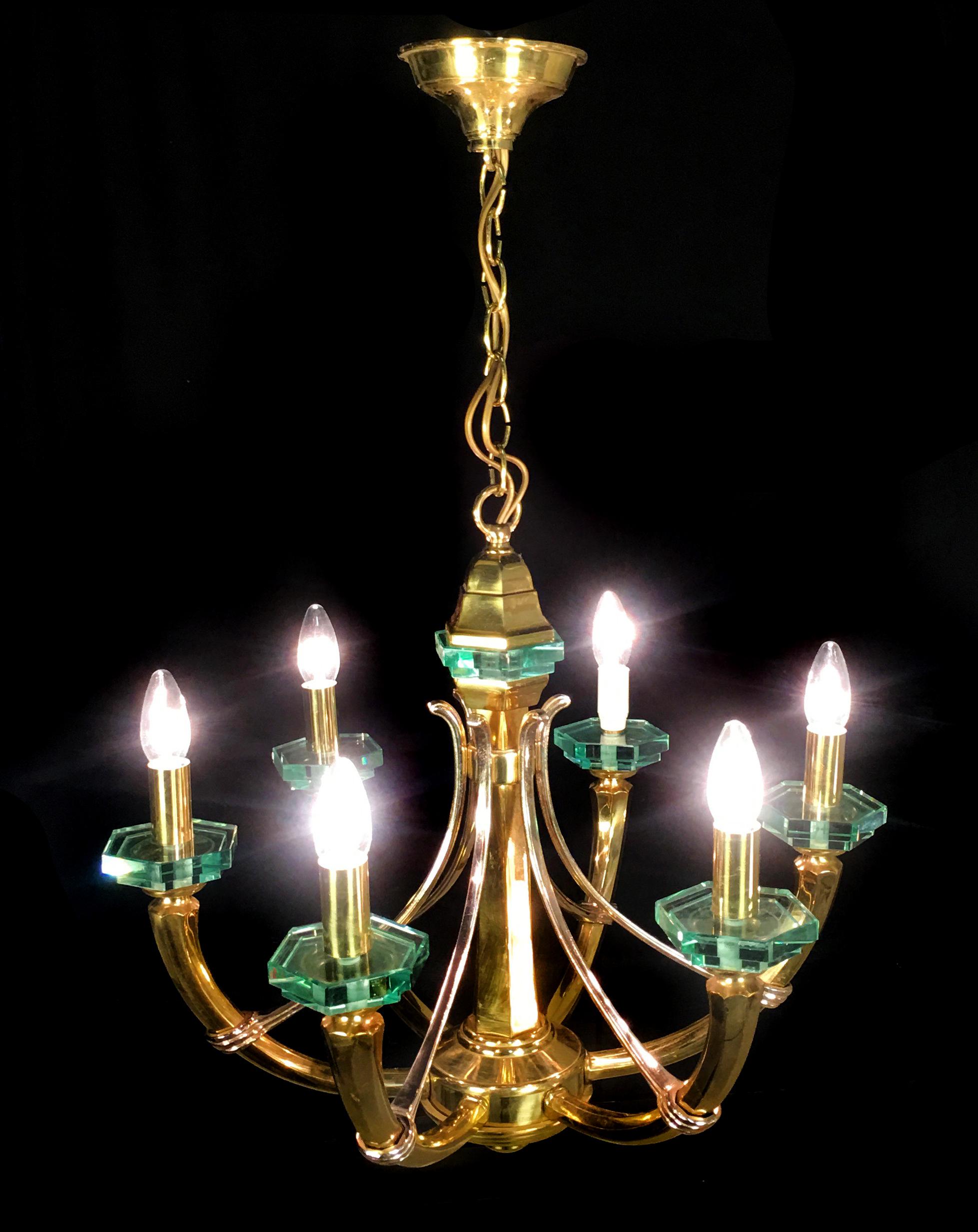 Lovely Chandelier Fontana Arte Style, 1960s In Good Condition In Budapest, HU