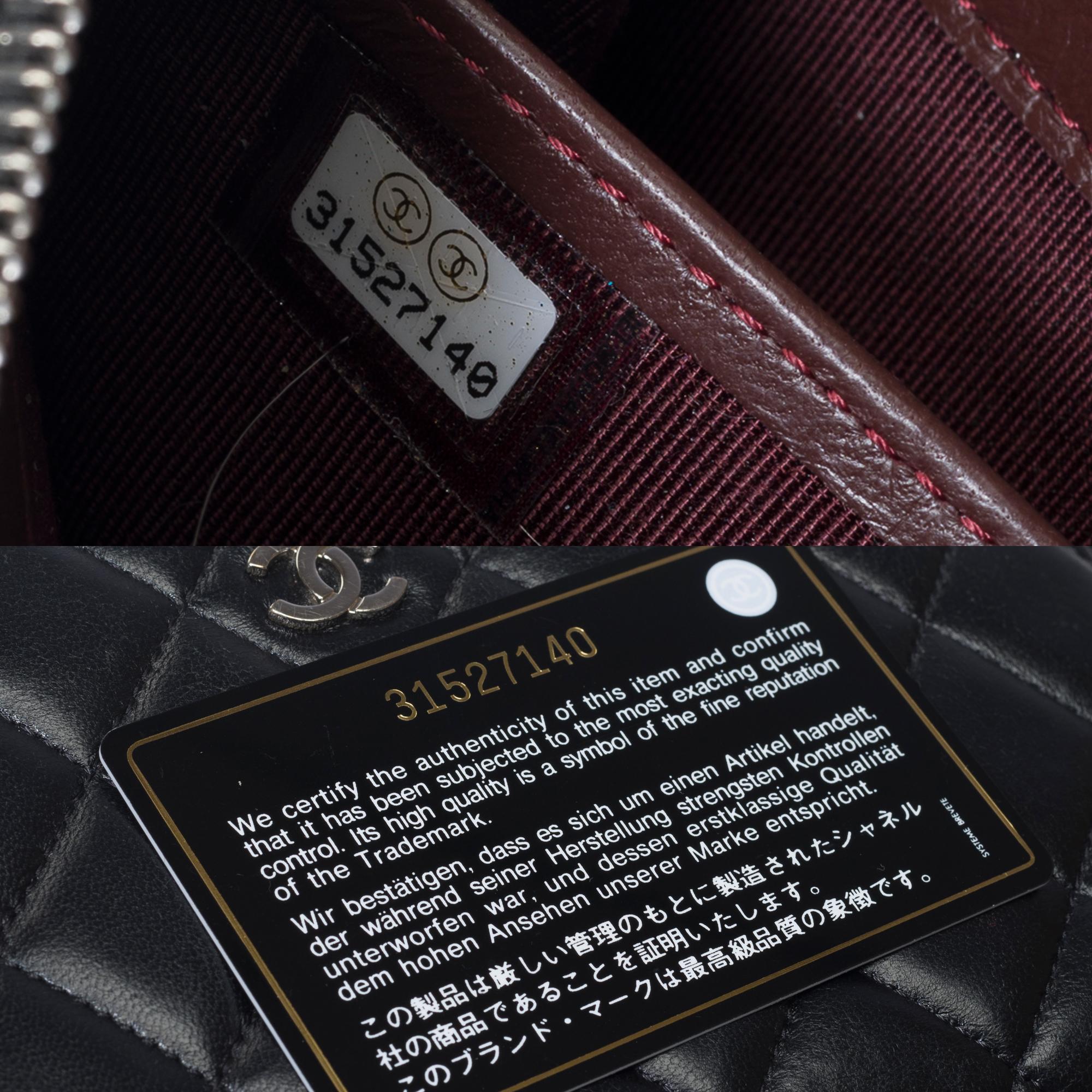Lovely Chanel Compagnon Brieftasche aus schwarzem gestepptem Lammfellleder, SHW im Angebot 4