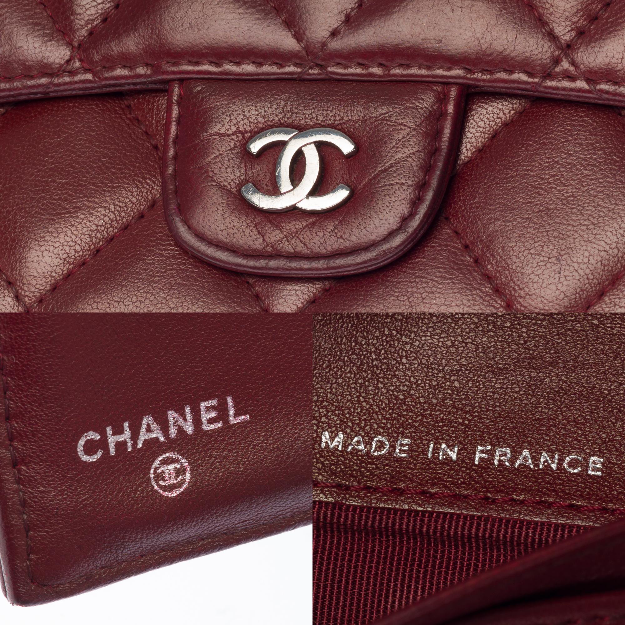 Women's Lovely Chanel Flap Wallet in Burgundy Quilted Lambskin leather, PHW For Sale