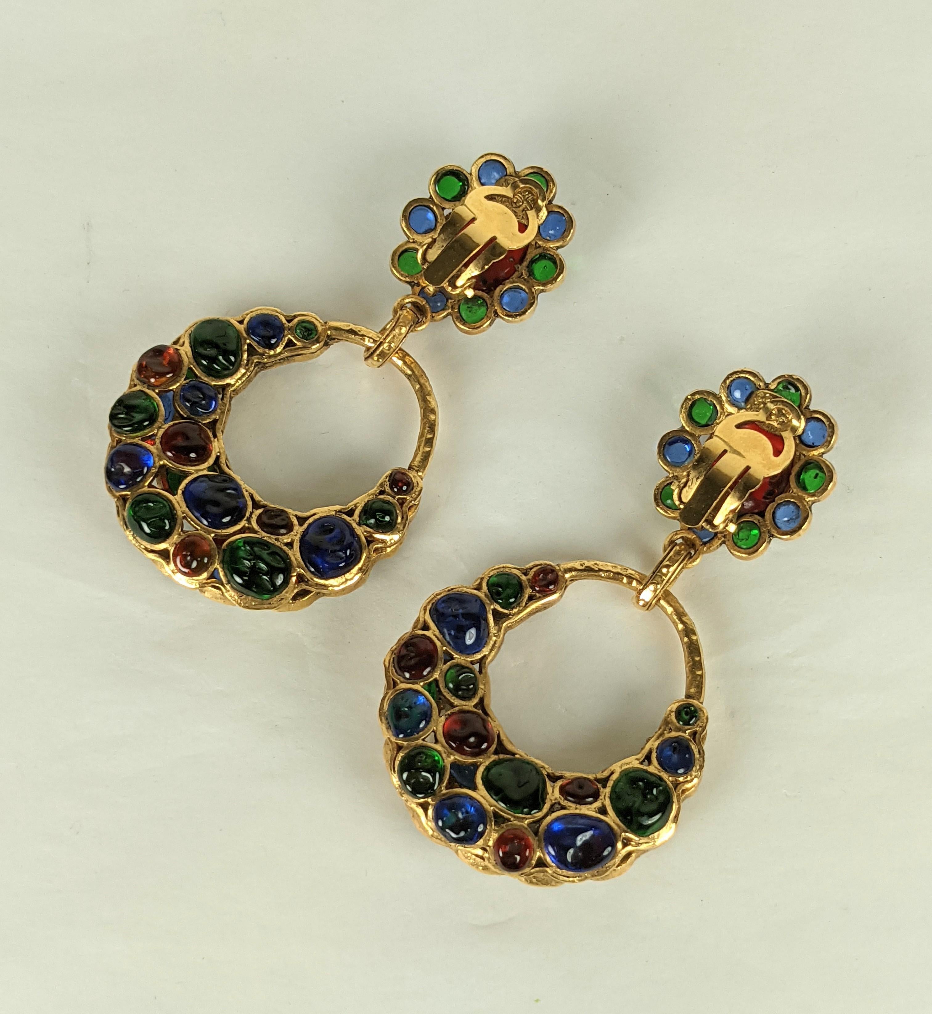 Baroque Lovely Chanel Poured Glass Hoop Earrings, Maison Gripoix For Sale
