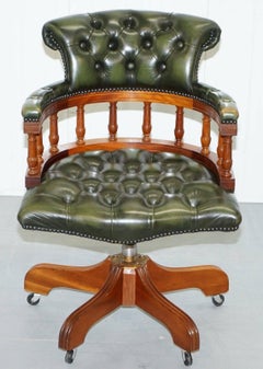 Lovely Chesterfield Directors Green Leather Executive Captains Office Chair