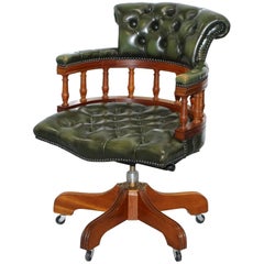 Lovely Chesterfield Directors Green Leather Executive Captains Office Chair