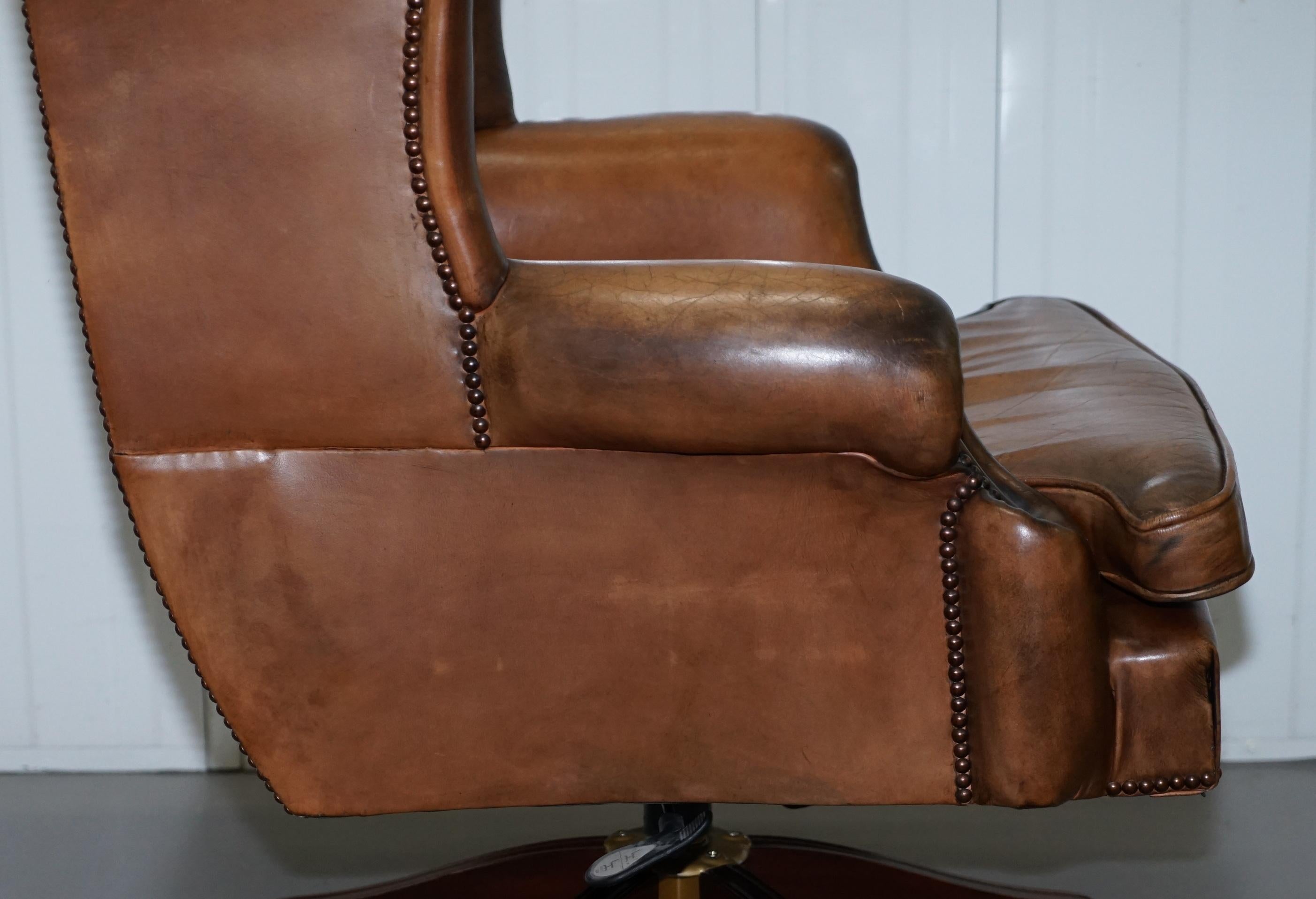 Lovely Chesterfield Presidents High Back Brown Leather Directors Captains Chair 4