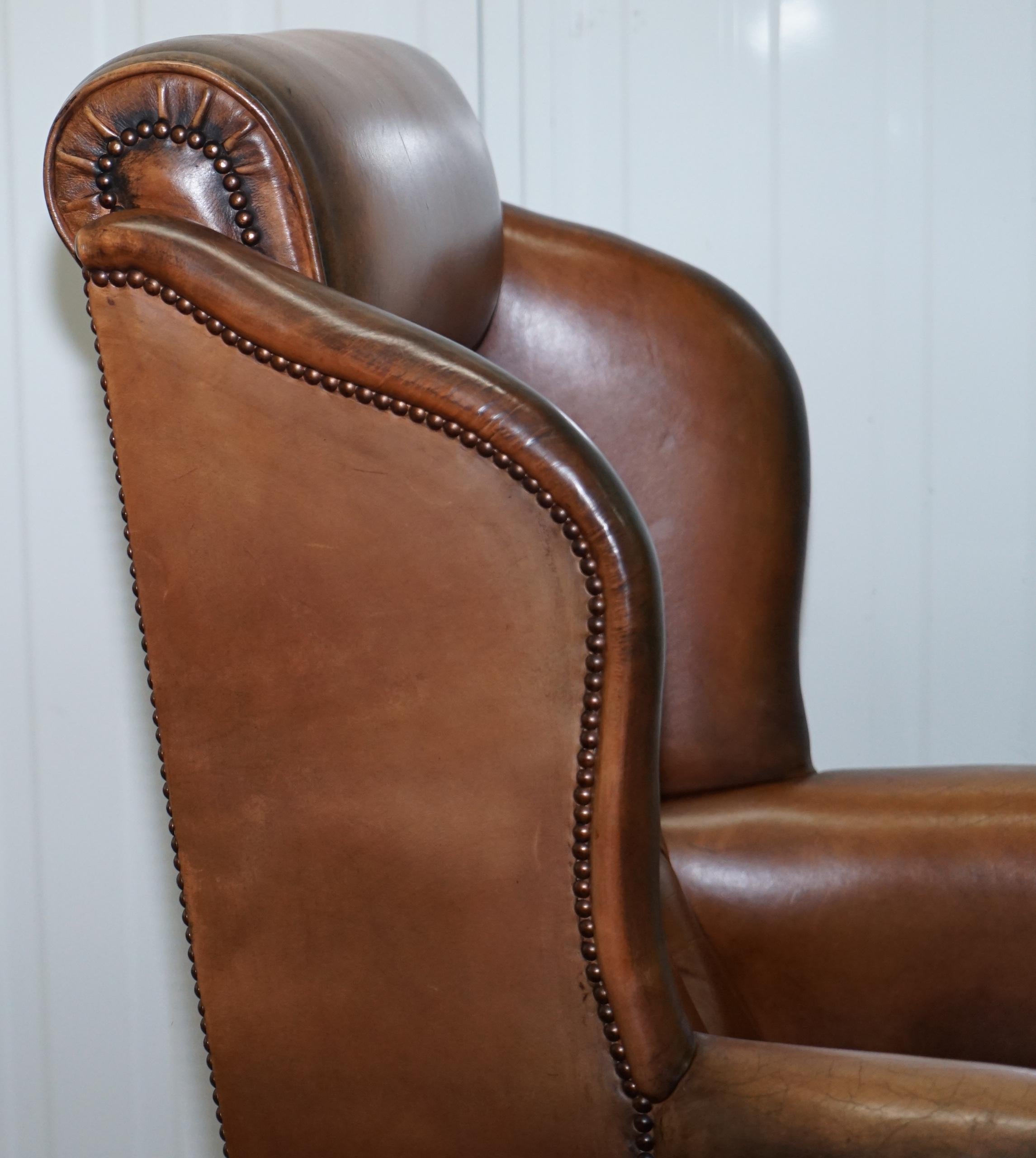Lovely Chesterfield Presidents High Back Brown Leather Directors Captains Chair 5