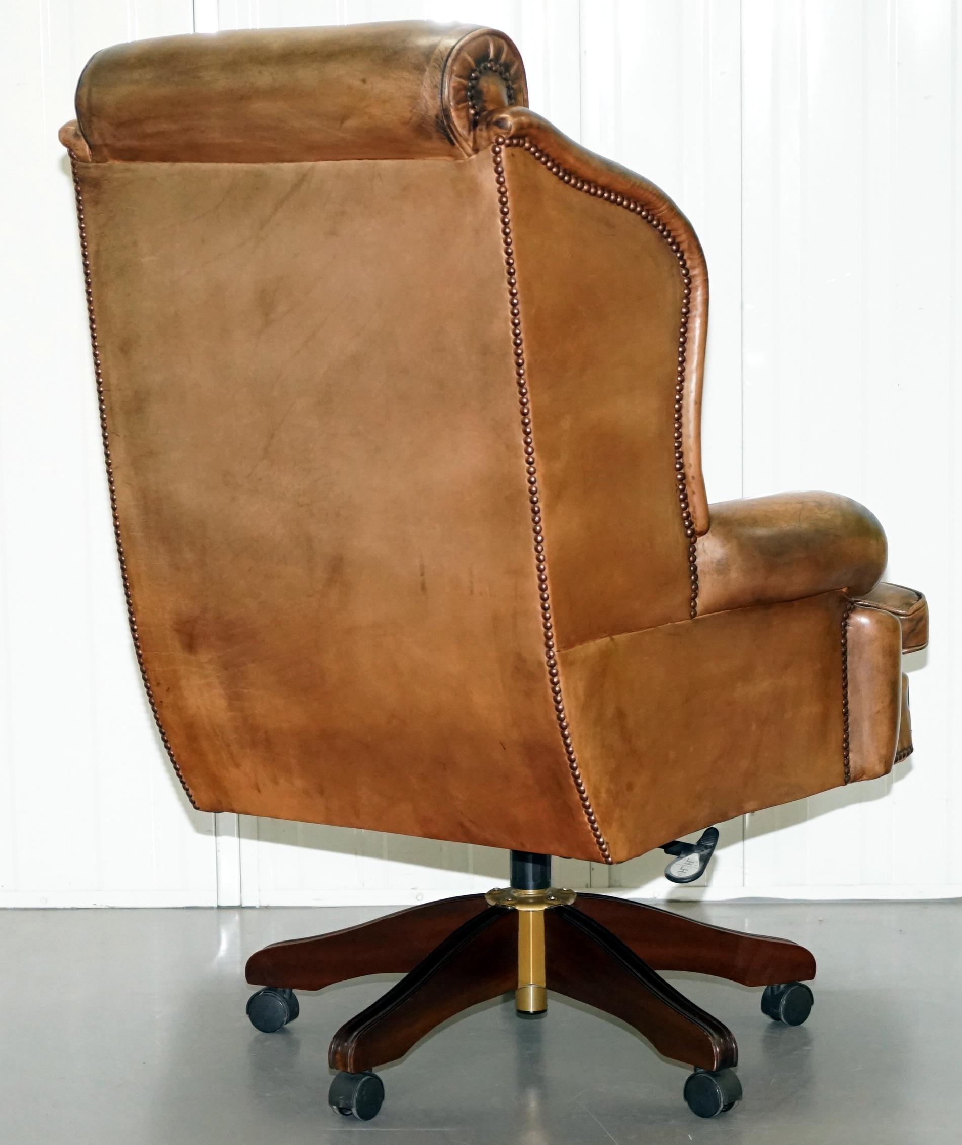 Lovely Chesterfield Presidents High Back Brown Leather Directors Captains Chair 6