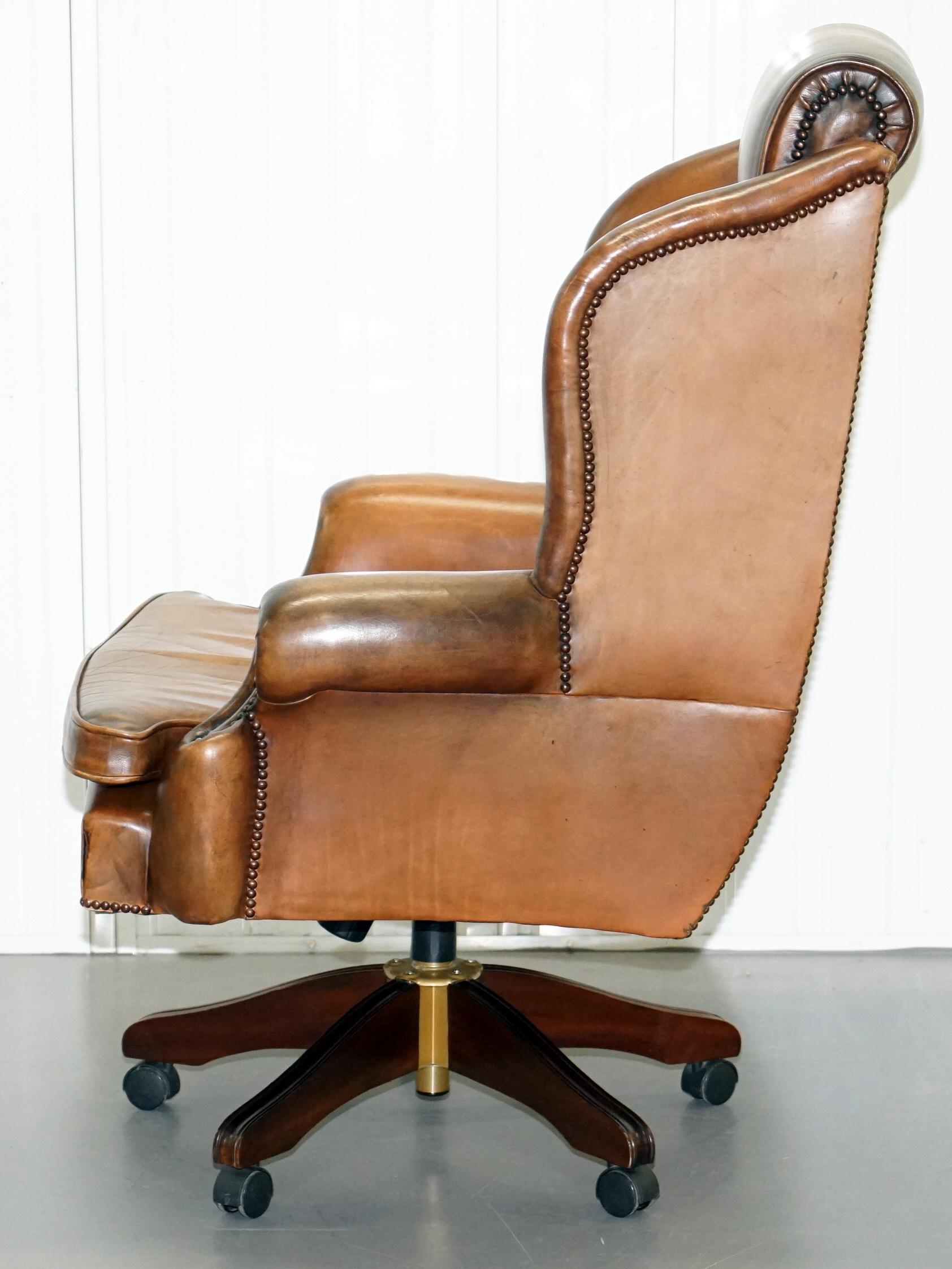 Lovely Chesterfield Presidents High Back Brown Leather Directors Captains Chair 8