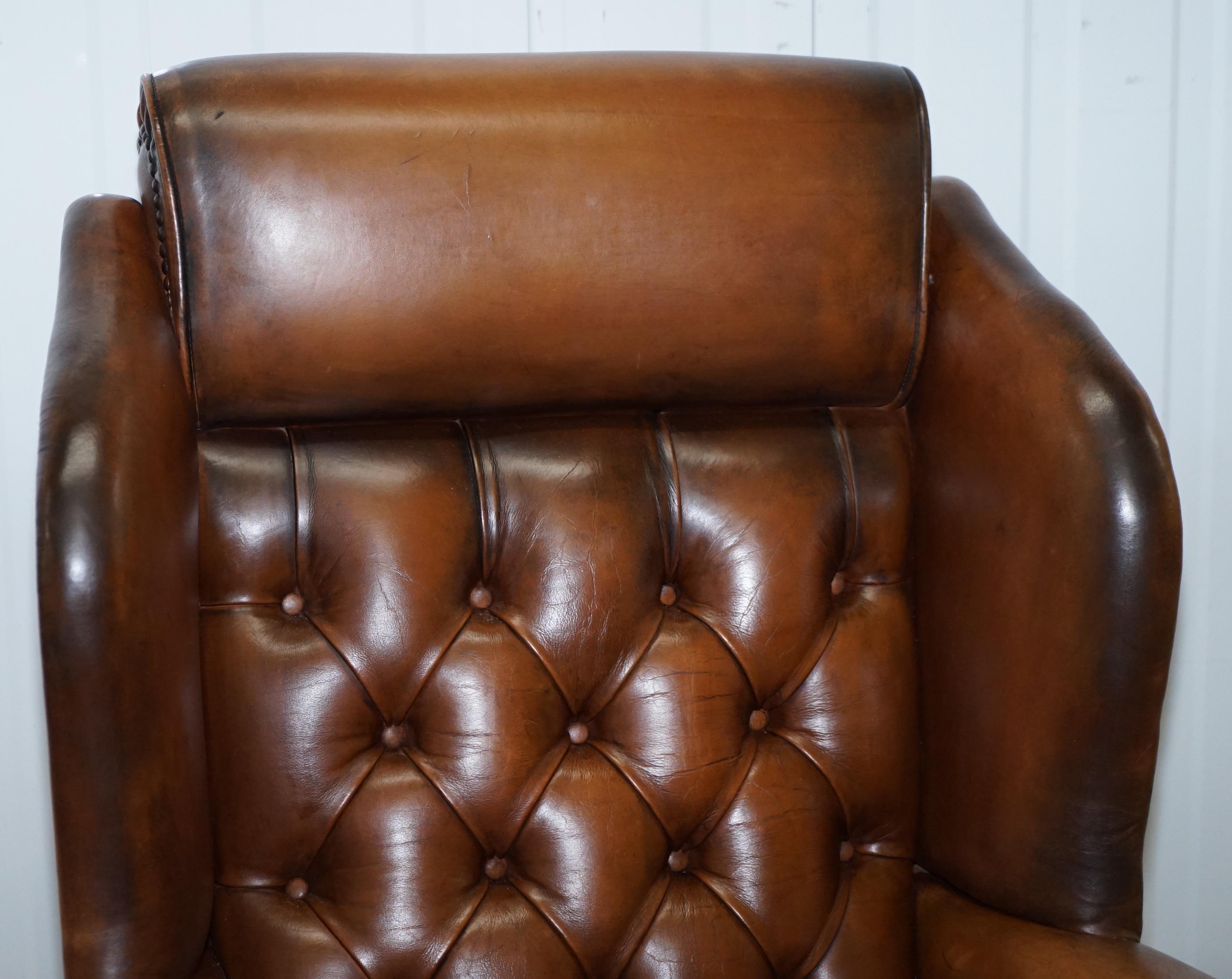 Modern Lovely Chesterfield Presidents High Back Brown Leather Directors Captains Chair