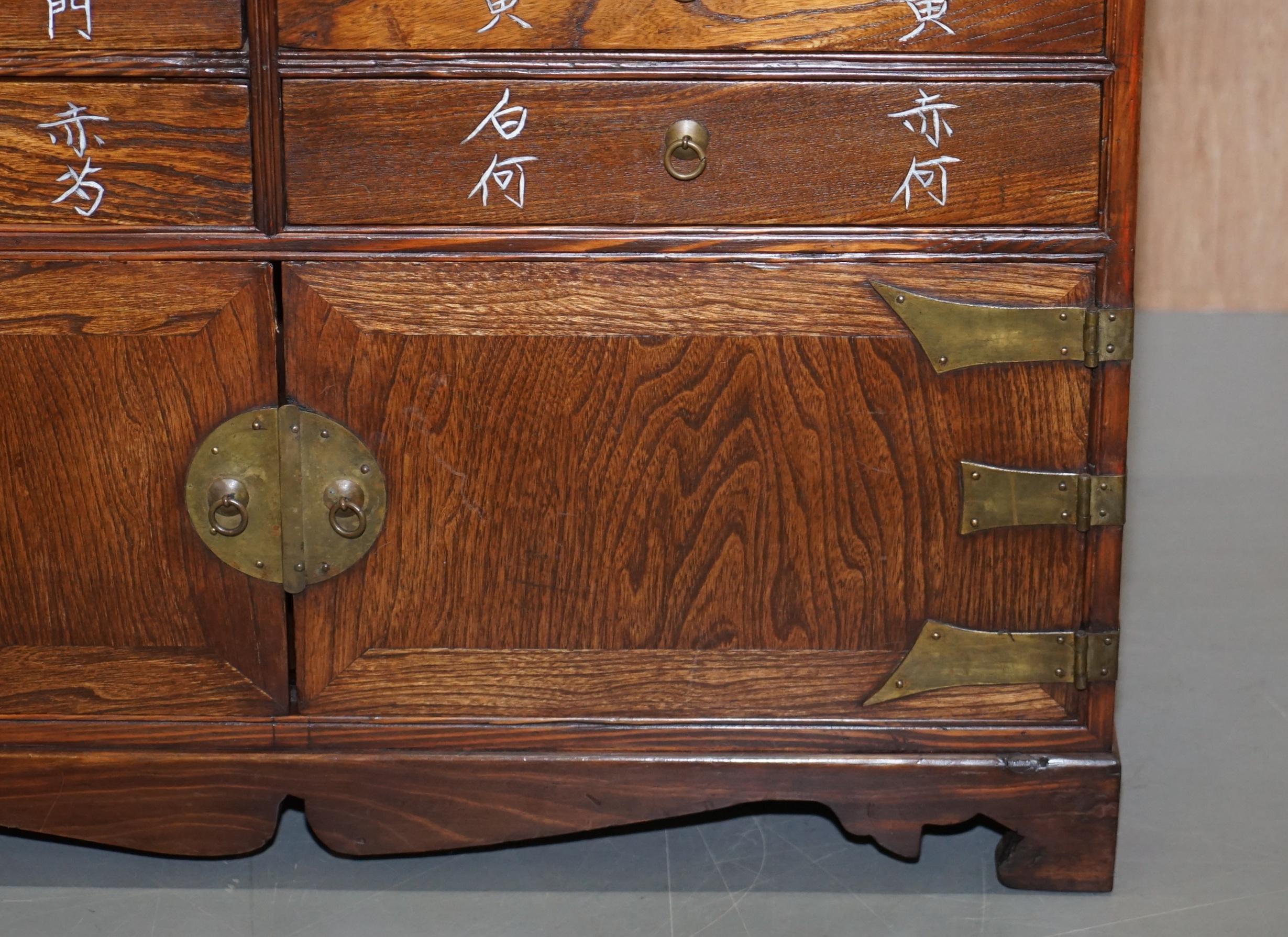Lovely Chinese Burr & Burl Elm Apothecary Chest of Drawers with Cupboard Base For Sale 4