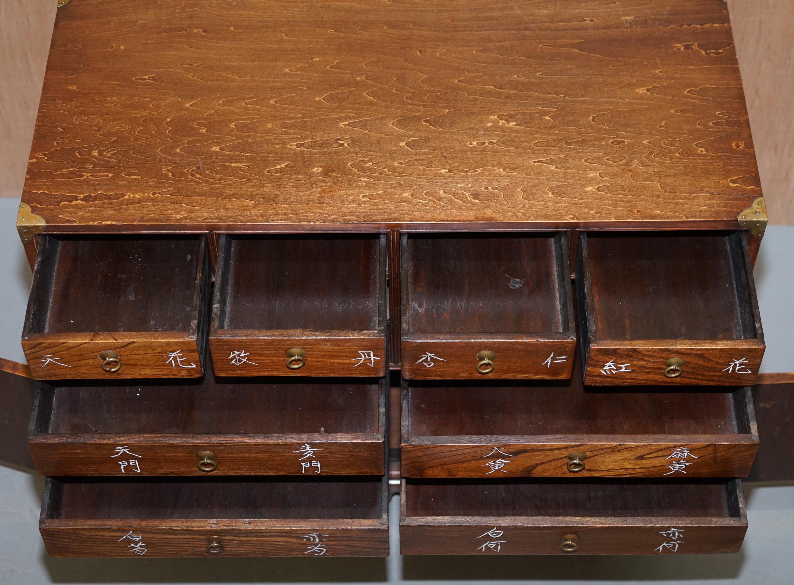 Lovely Chinese Burr & Burl Elm Apothecary Chest of Drawers with Cupboard Base For Sale 10