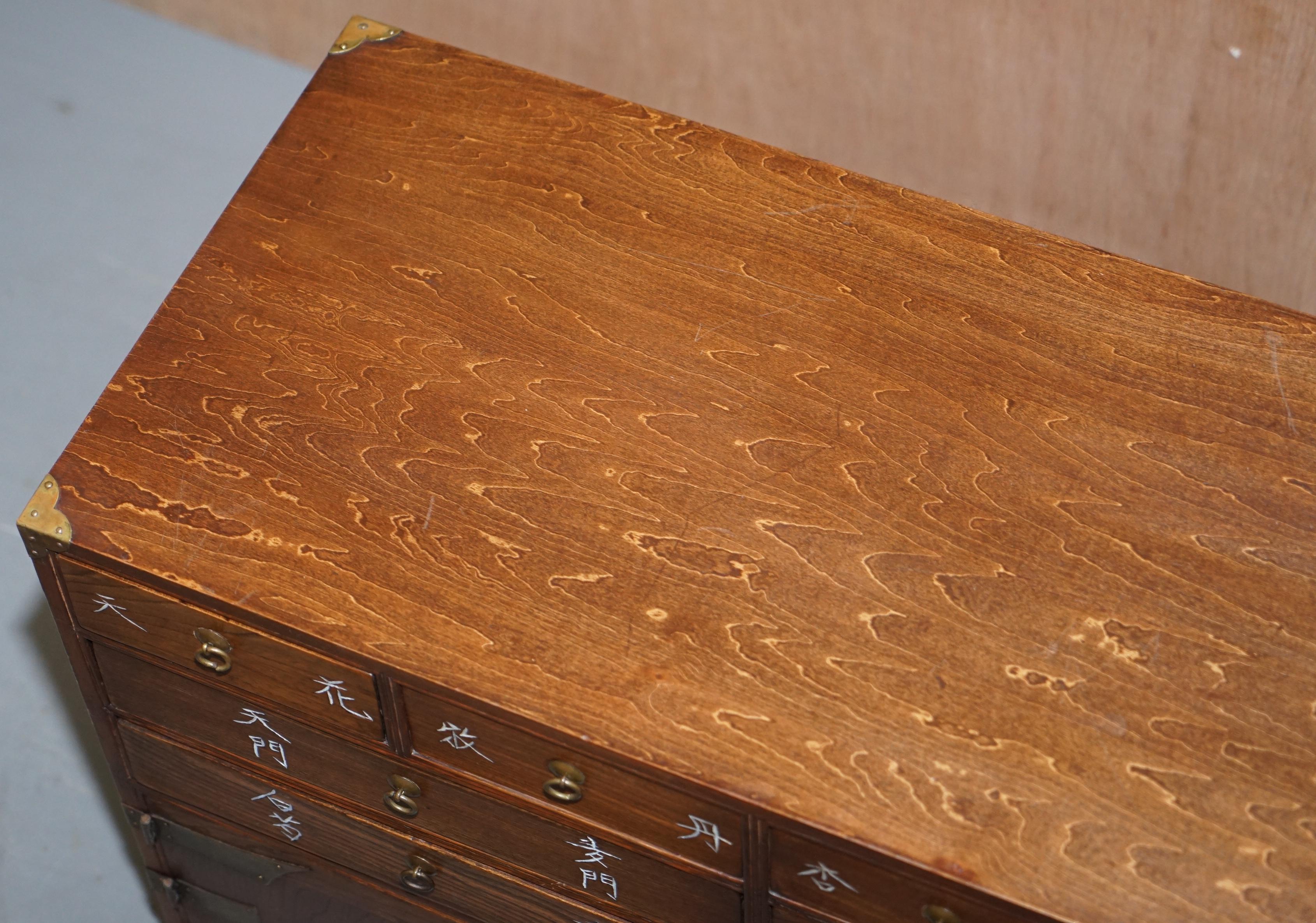 Hand-Crafted Lovely Chinese Burr & Burl Elm Apothecary Chest of Drawers with Cupboard Base For Sale