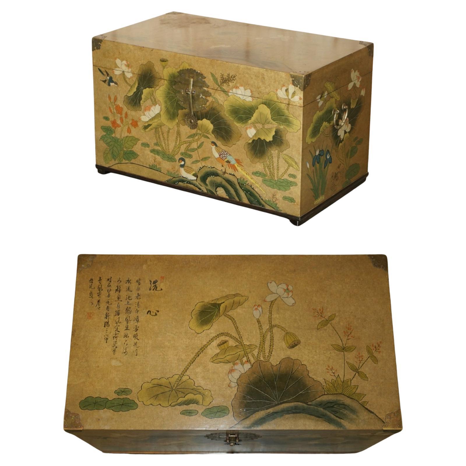 LOVELY CHiNESE ELM STORAGE TRUNK OR CHEST OF LINEN & CLOTHES, TOYS PART OF A SET For Sale