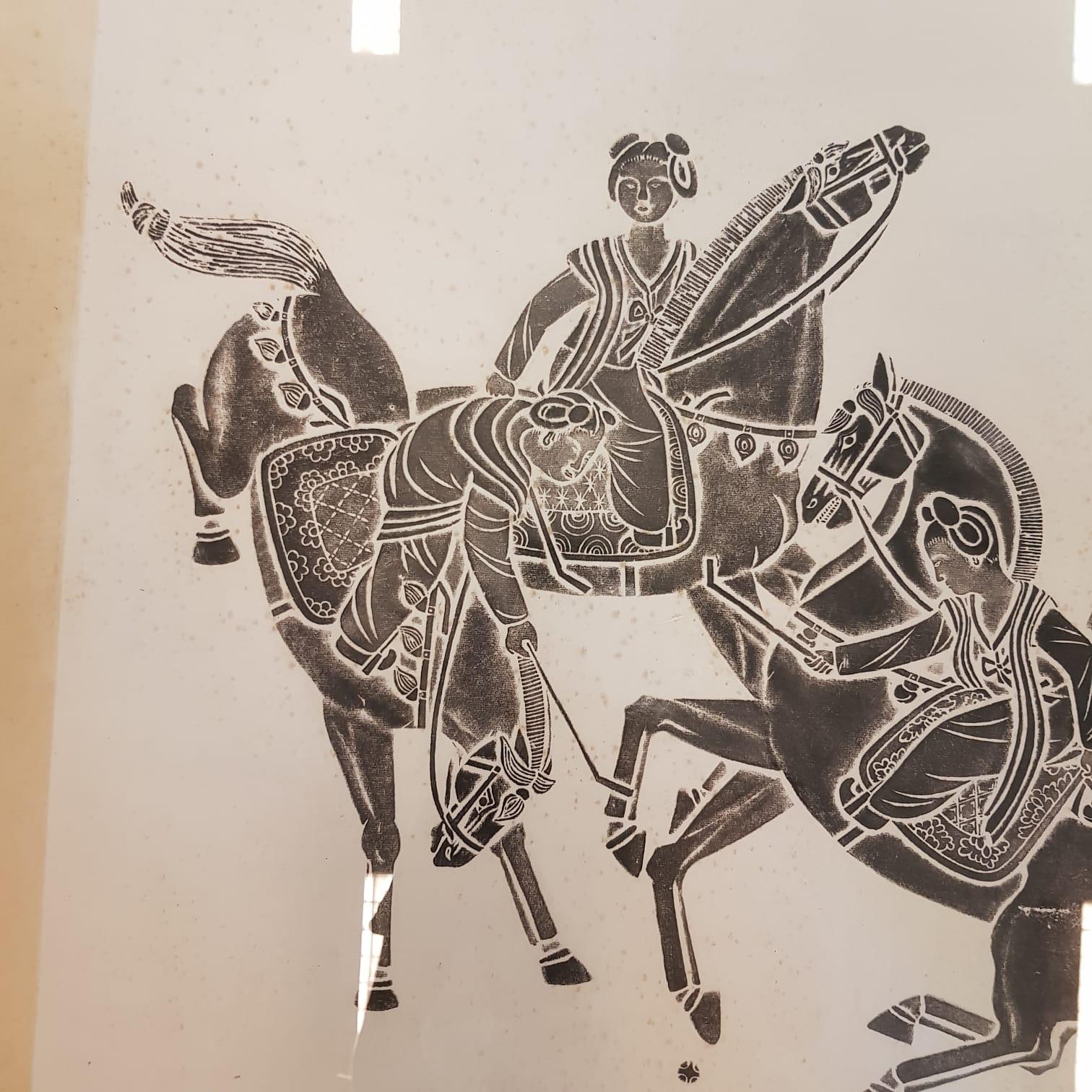 Chinois Jolie peinture chinoise en caoutchouc ou à l'encre d'un cheval de bœuf, 20e siècle en vente