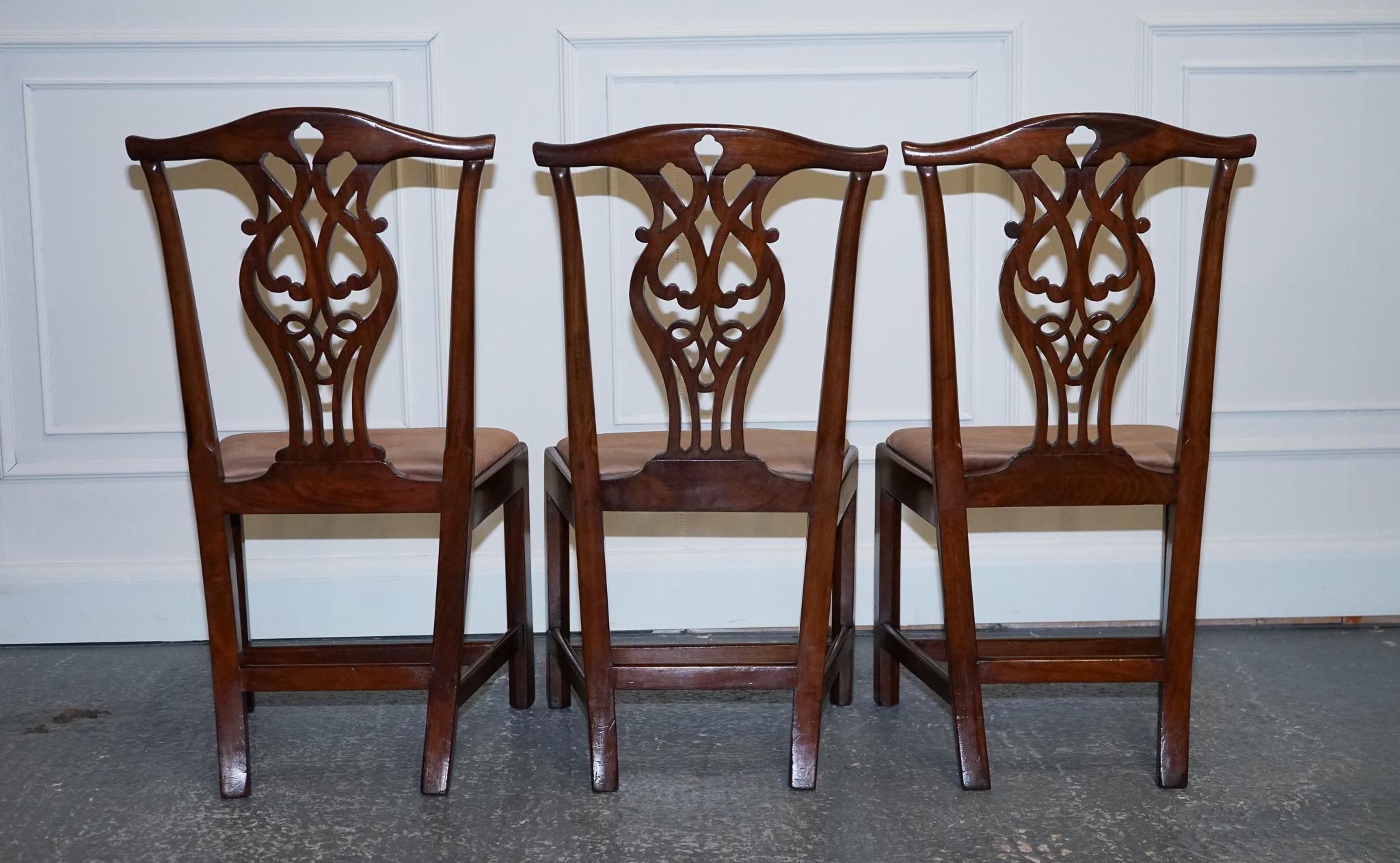 Lovely Chippendale Style Set of 6 Dining Chais H Frame  For Sale 1