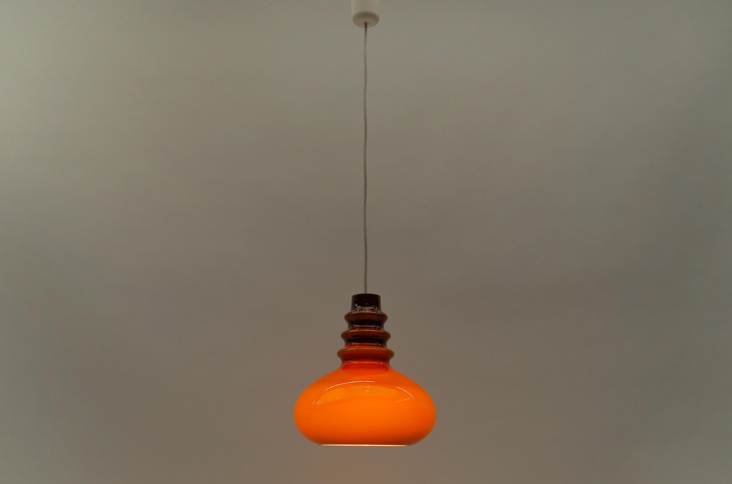 Mid-Century Modern Lovely Choco Brown Glass Ceiling Lamp by Peill & Putzler, 1960s