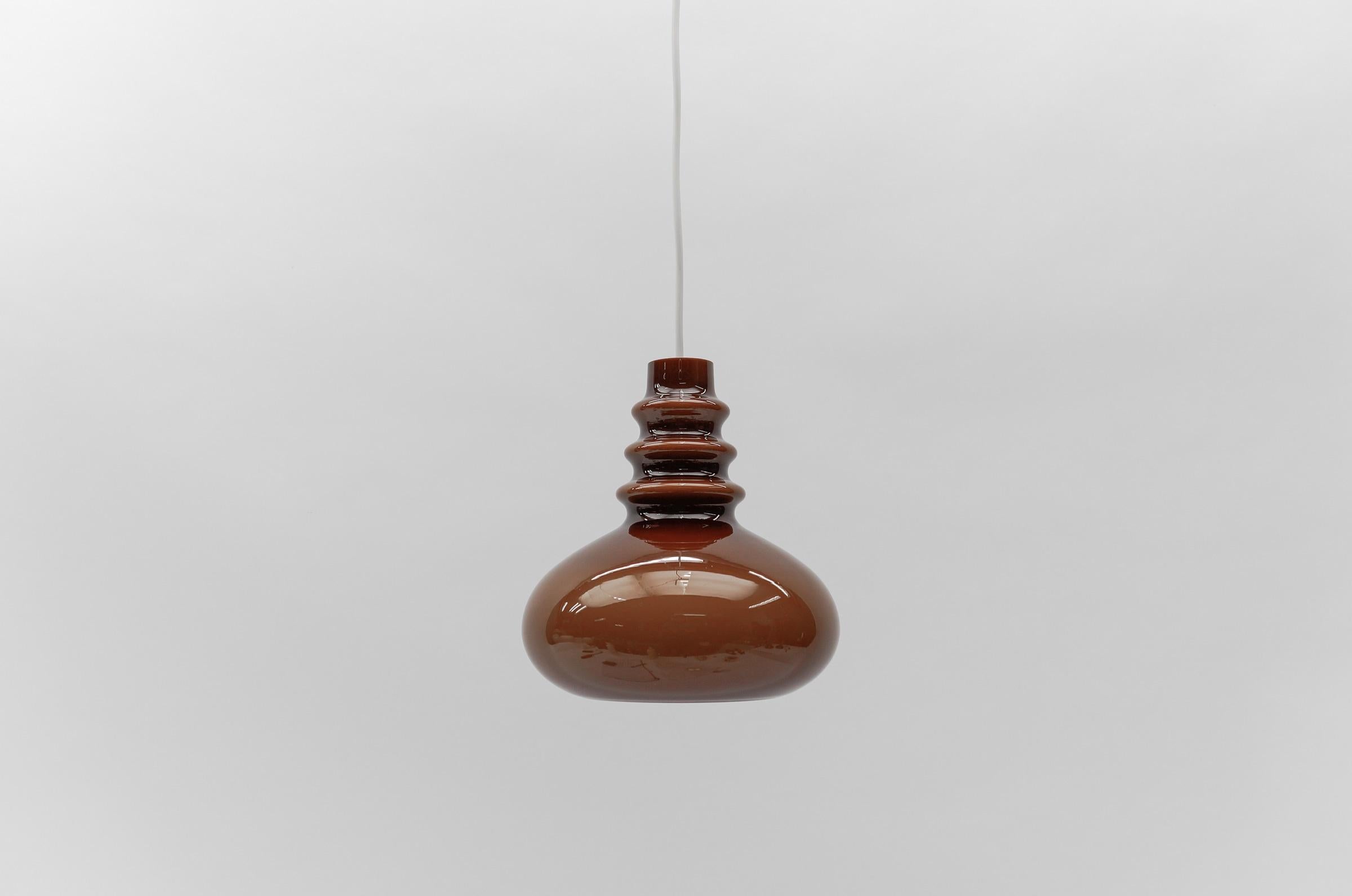 German Lovely Choco Brown Glass Ceiling Lamp by Peill & Putzler, 1960s