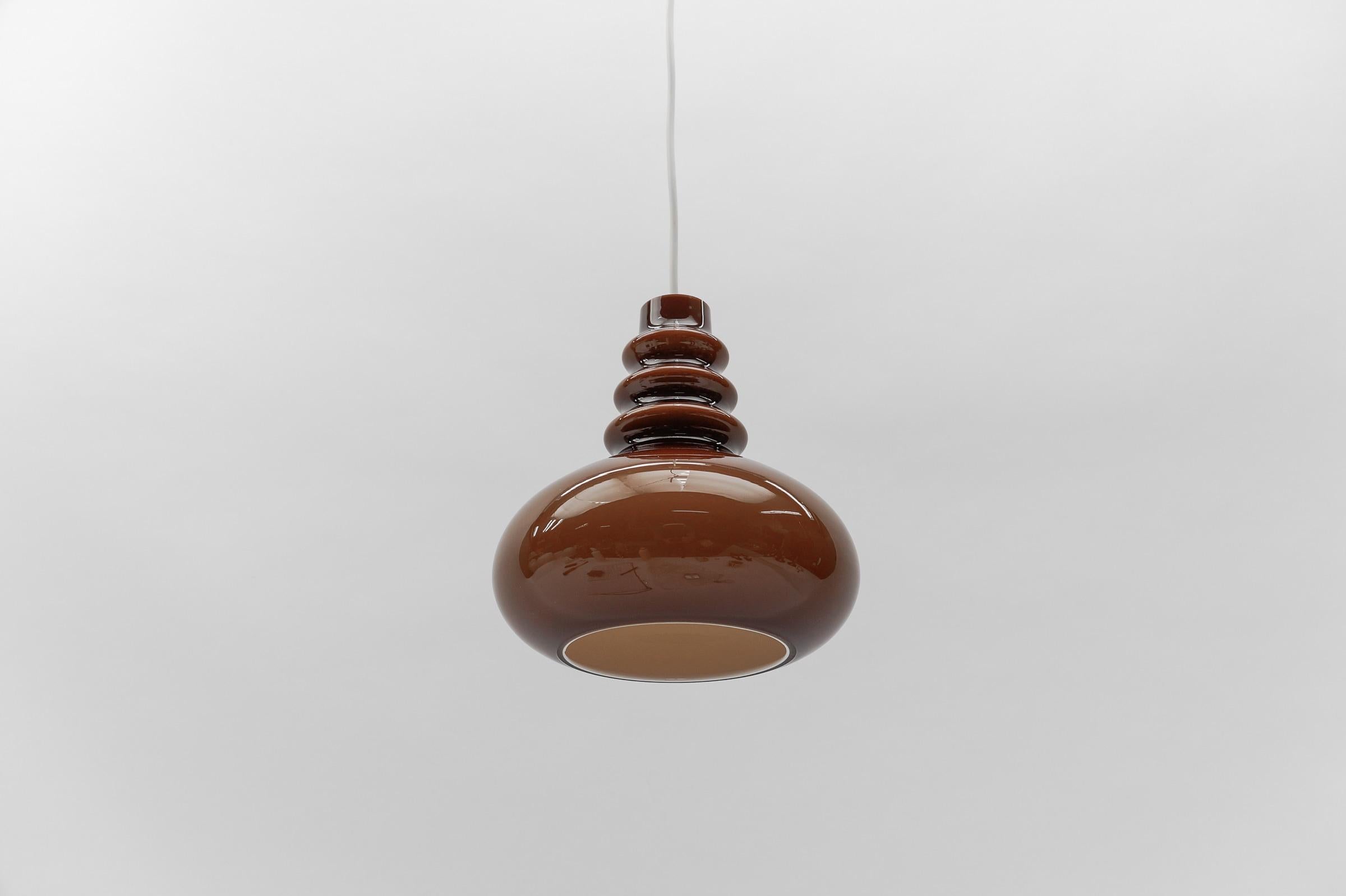Mid-20th Century Lovely Choco Brown Glass Ceiling Lamp by Peill & Putzler, 1960s