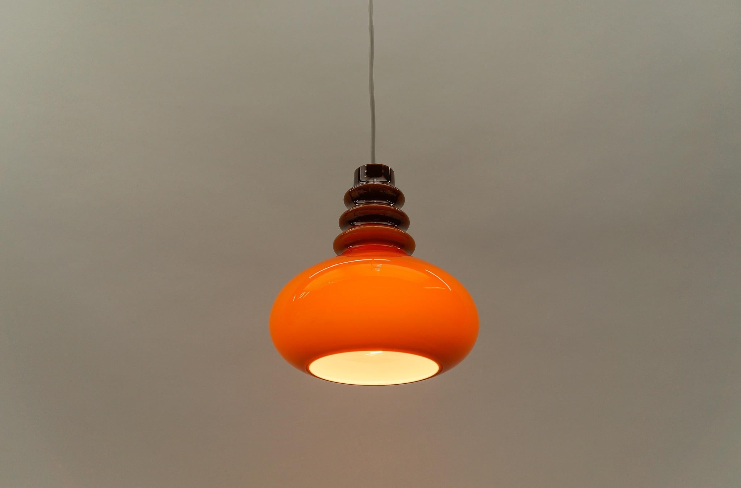 Metal Lovely Choco Brown Glass Ceiling Lamp by Peill & Putzler, 1960s