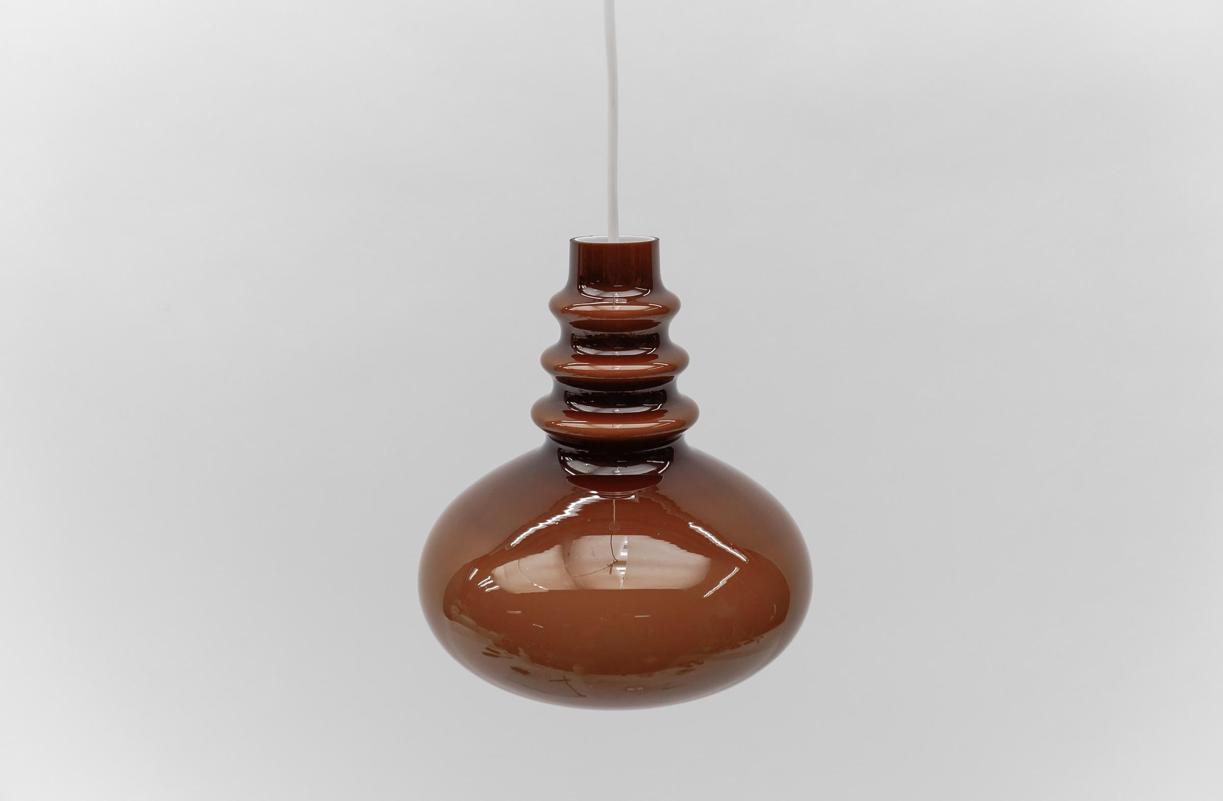 Lovely Choco Brown Glass Ceiling Lamp by Peill & Putzler, 1960s 1