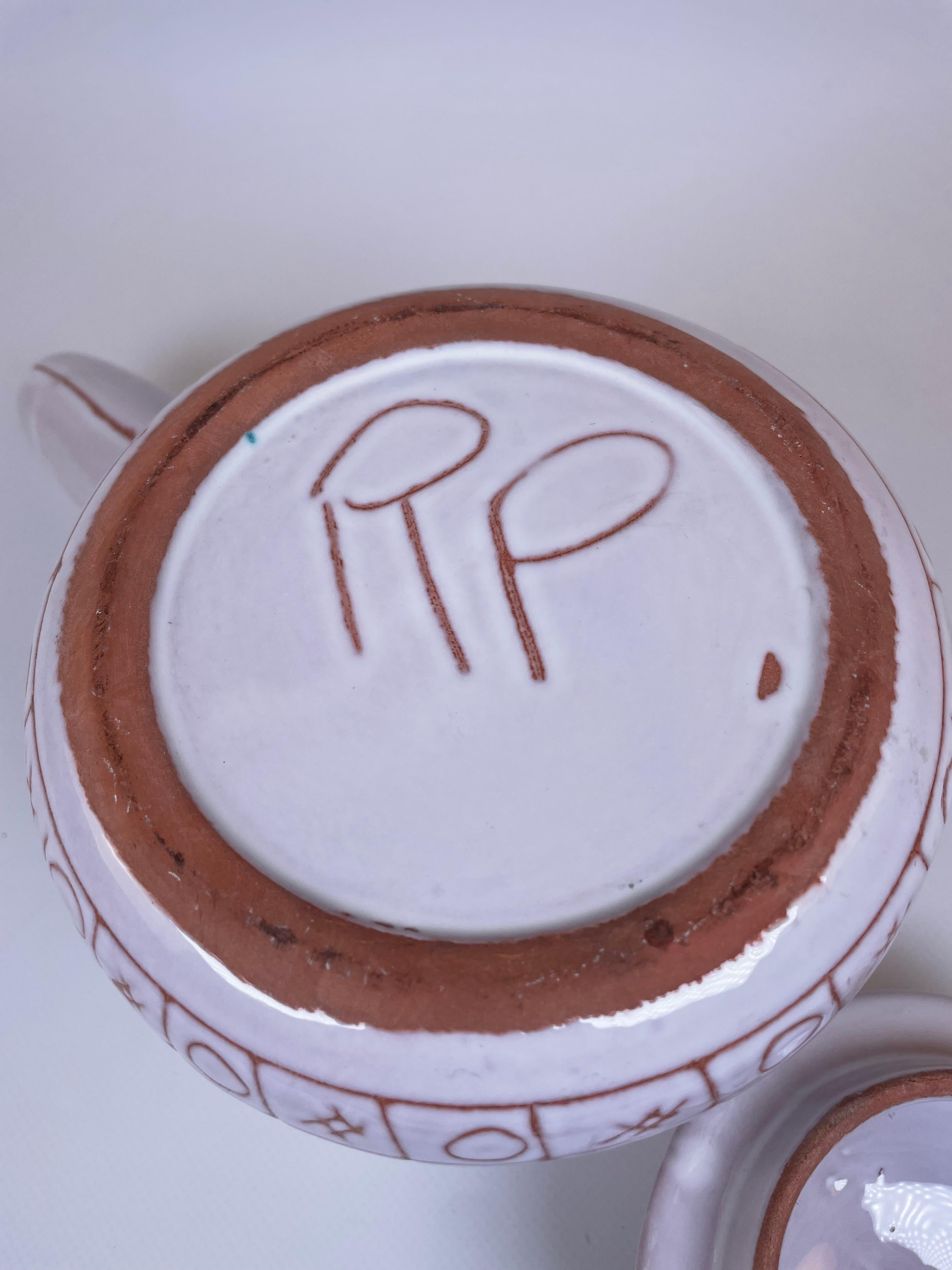 Jolie Chocolatière en céramique émaillée blanche de Robert Picault en vente 8