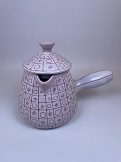 Lovely Chocolatière in white glazed ceramic by Robert Picault