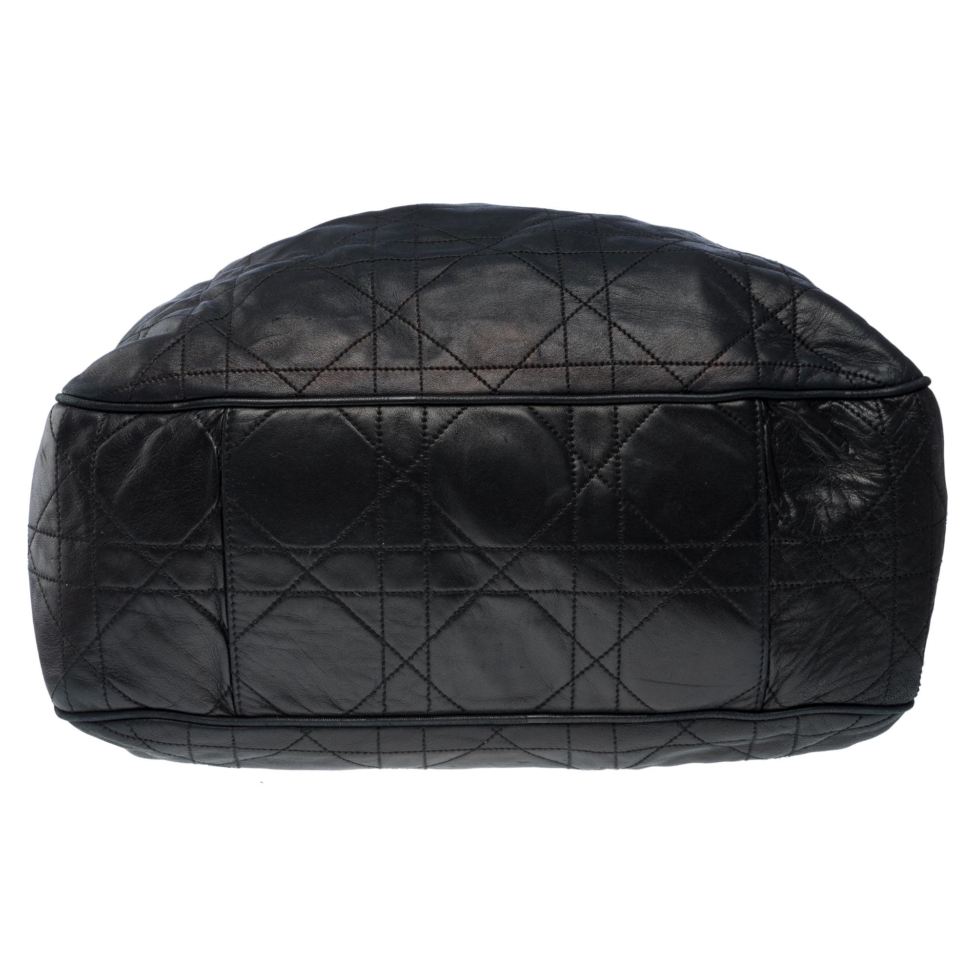 Lovely Christian Dior Shoulder bag in black lambskin cane leather, GHW 6