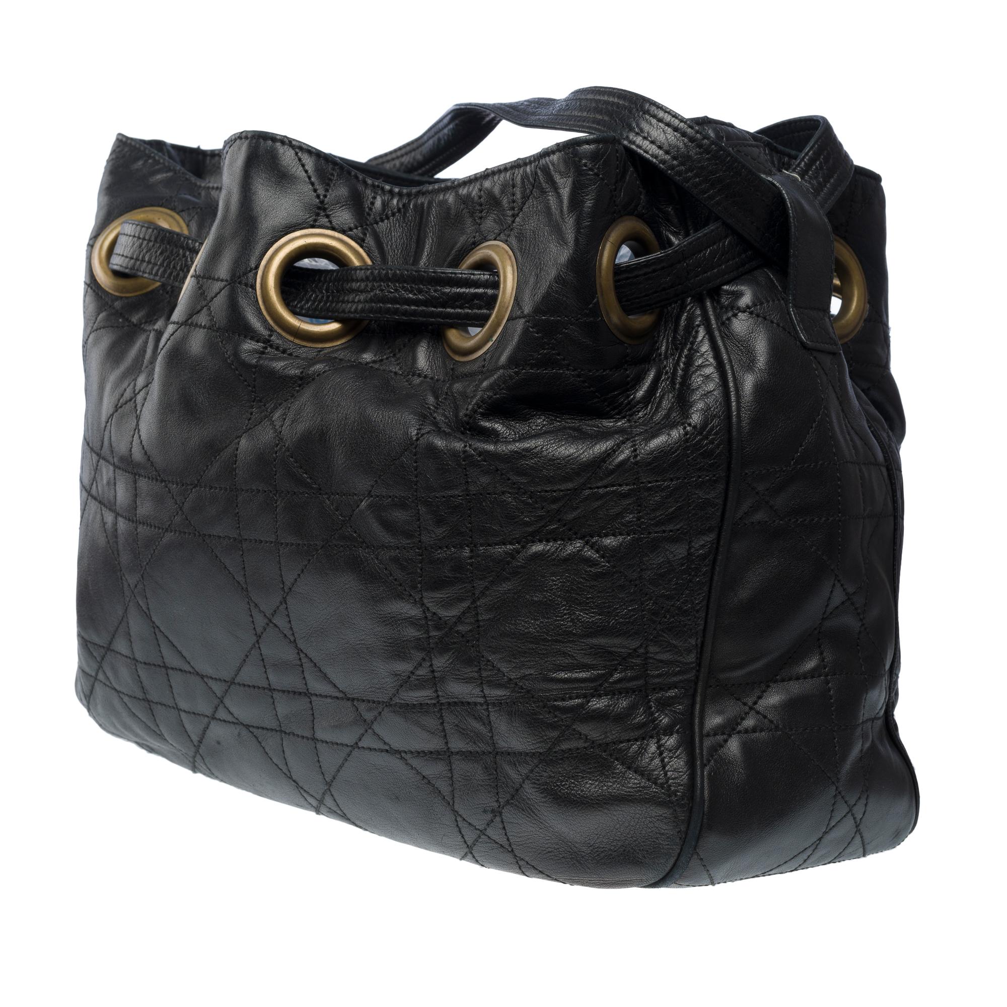 Women's Lovely Christian Dior Shoulder bag in black lambskin cane leather, GHW