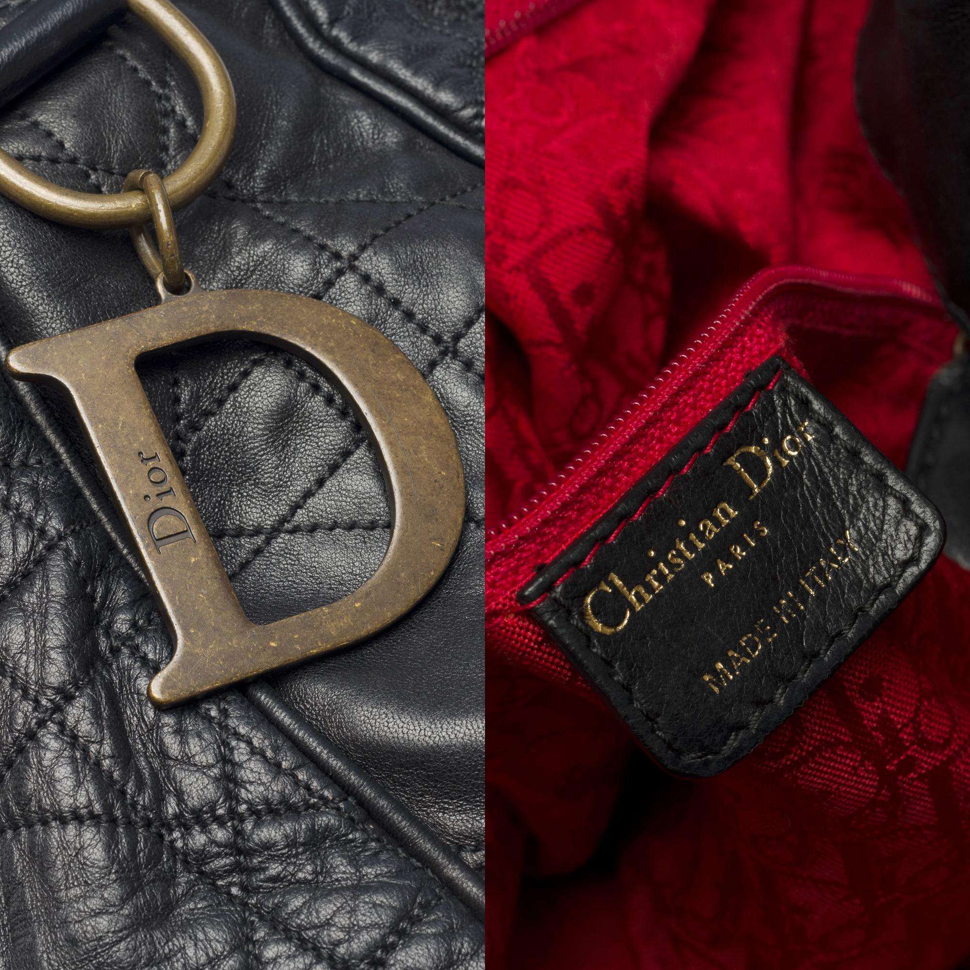 Lovely Christian Dior Shoulder bag in black lambskin cane leather, GHW 2