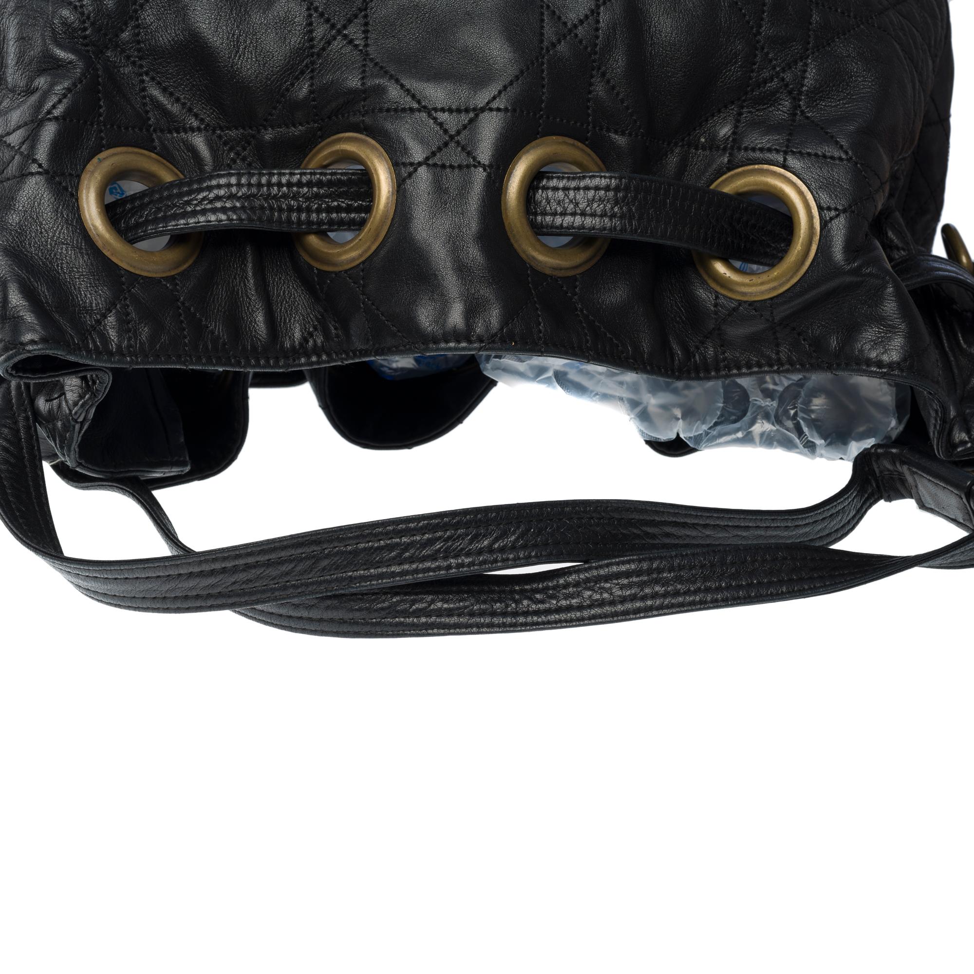 Lovely Christian Dior Shoulder bag in black lambskin cane leather, GHW 5