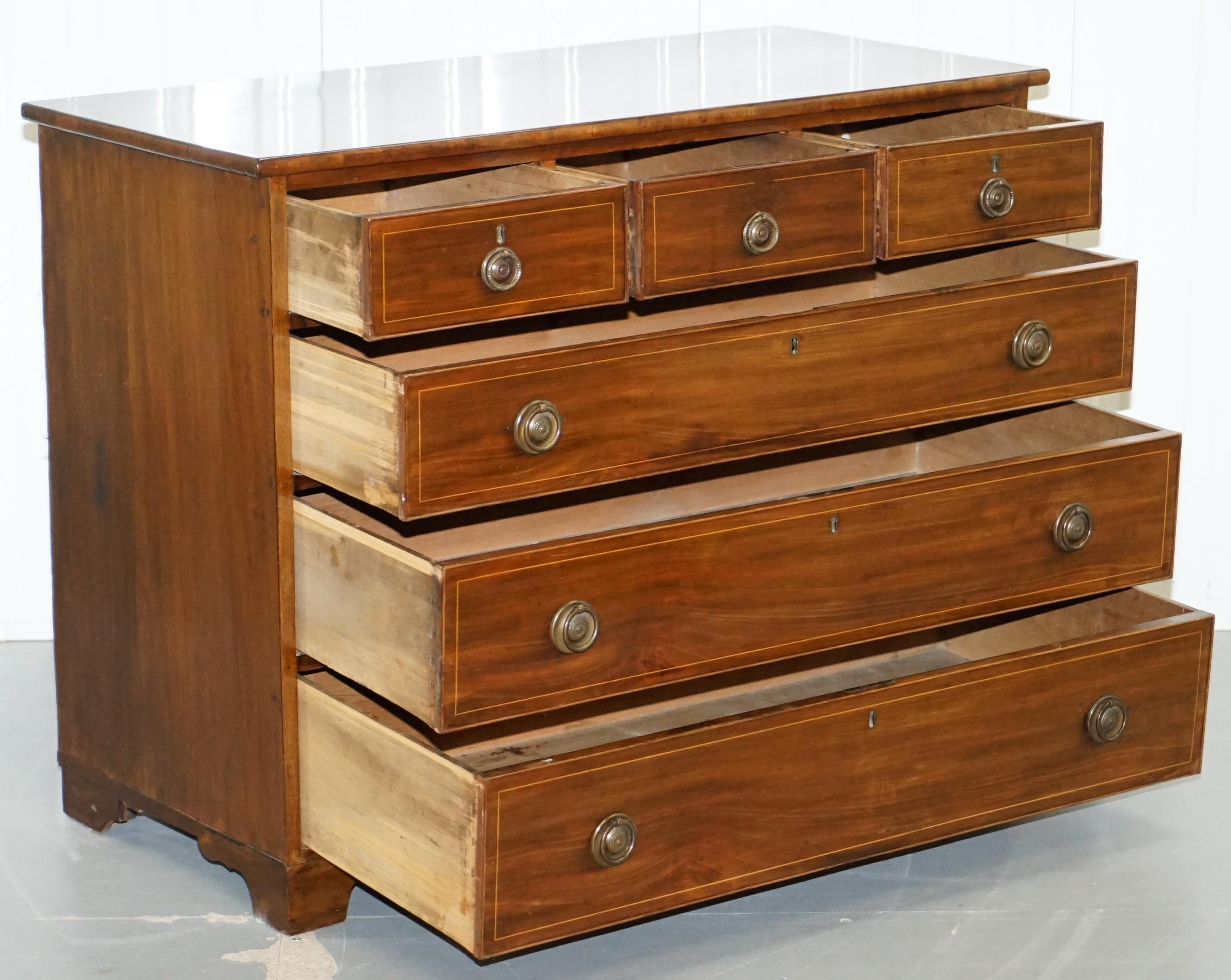 Lovely circa 1800 Georgian Hardwood Chest of Drawers Three over Three Formation 11